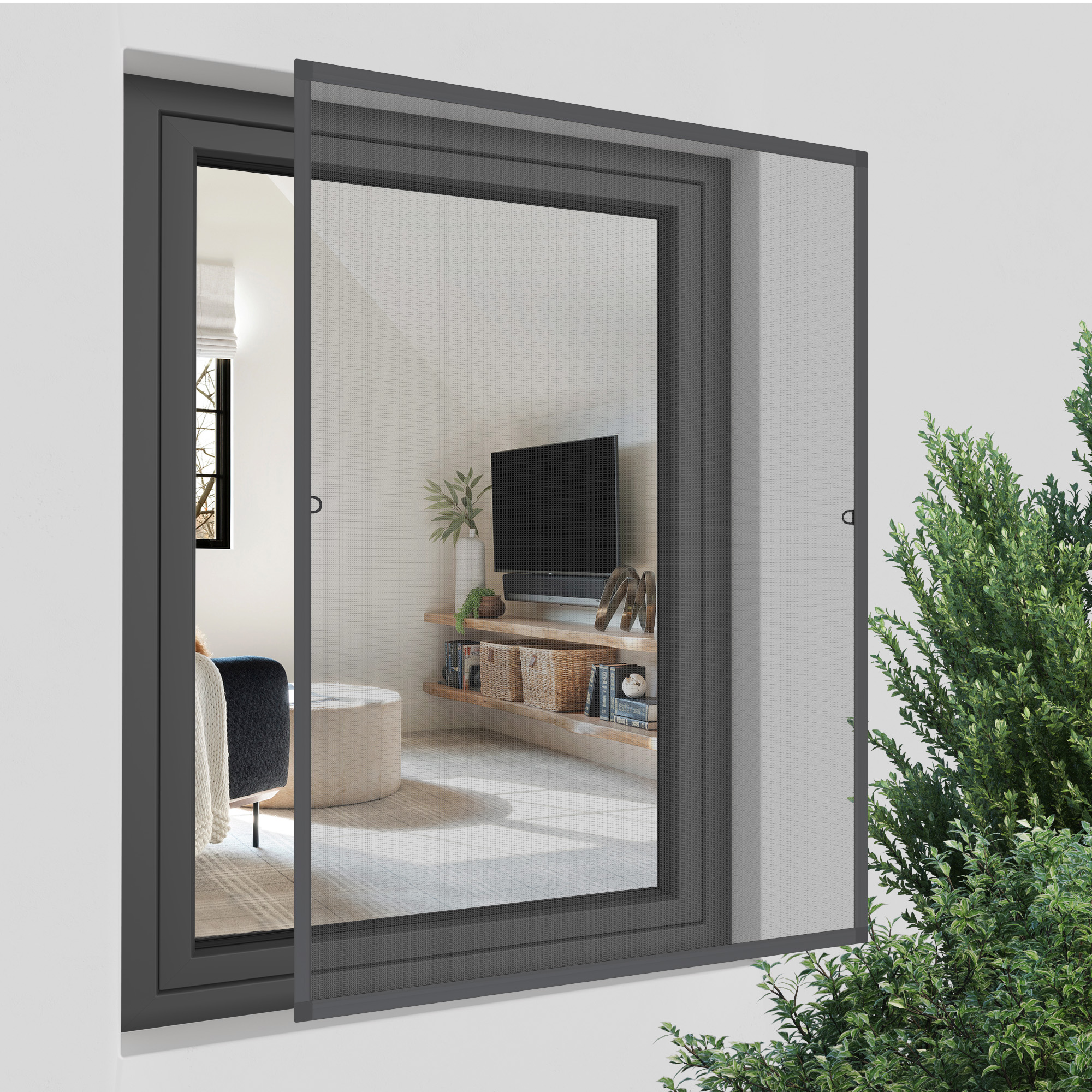 Insektenschutz-Spannrahmen SlimLine für Fenster | 80 x 150 cm, anthrazit 