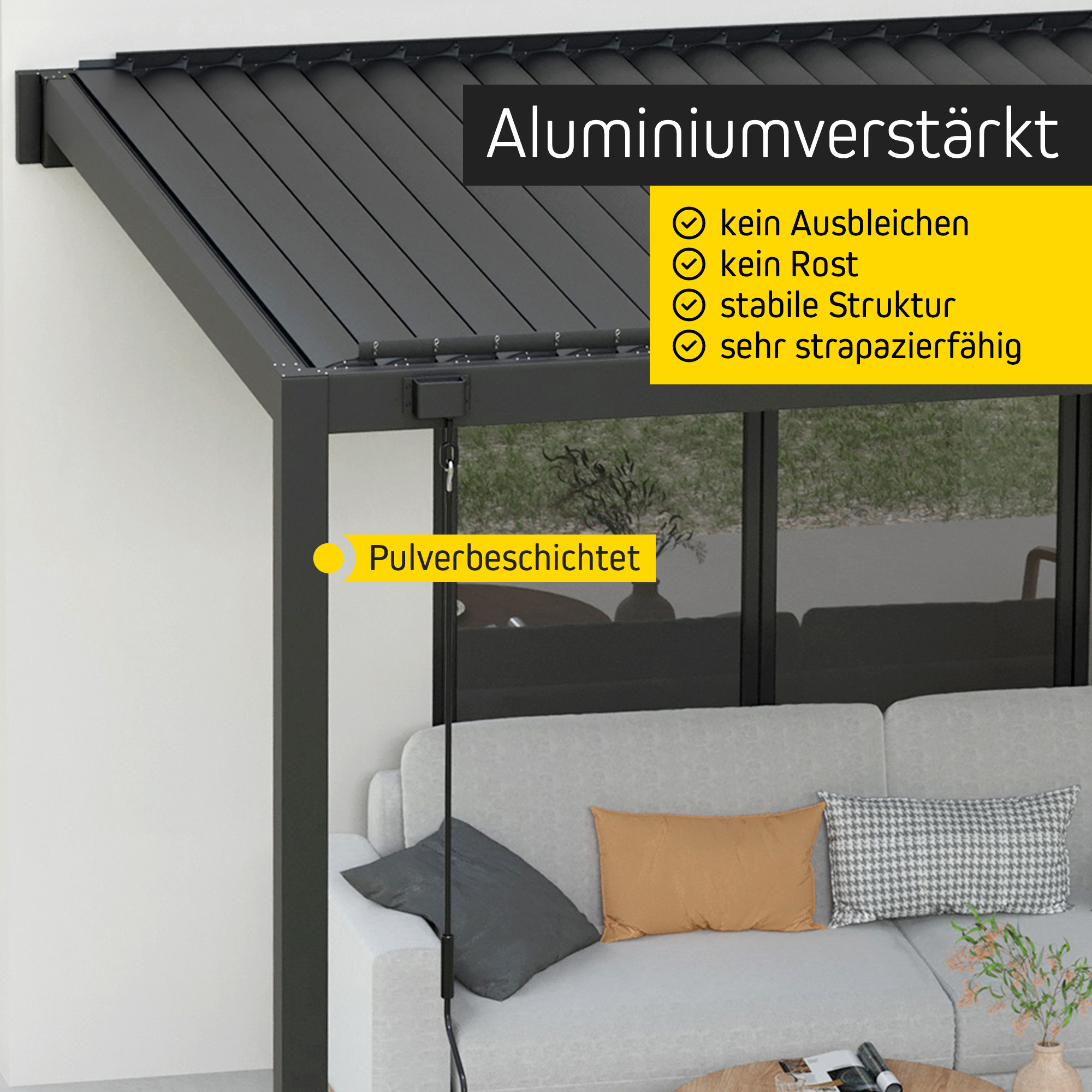 Wandmontageset für Pergola mit Lamellendach | 3 m, anthrazit 