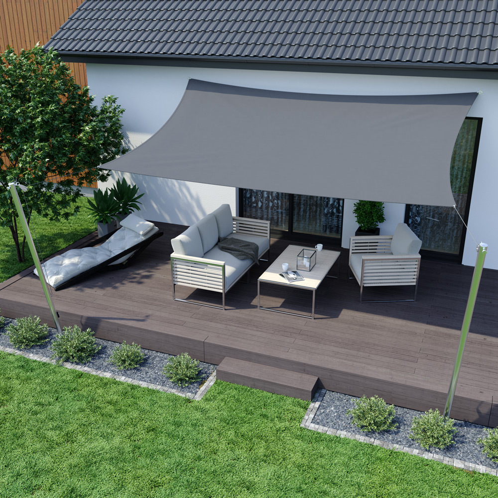 Sonnensegel - Polyester / wasserabweisend | 5,0 x 4,0 m, rechteckig, anthrazit
