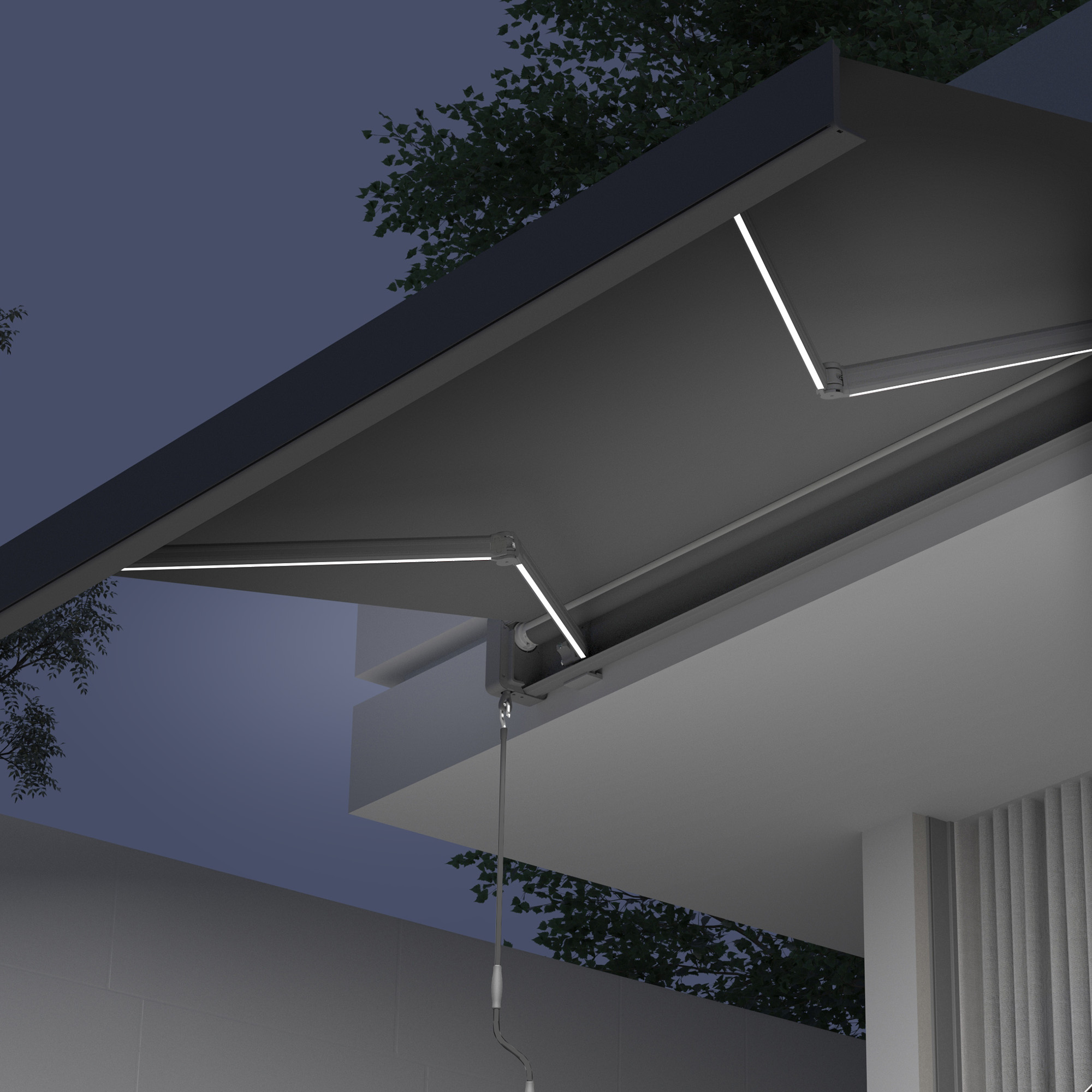 Kassettenmarkise Quadris LED | 3,95 x 3 m, anthrazit, Stoff: anthrazit, Uni