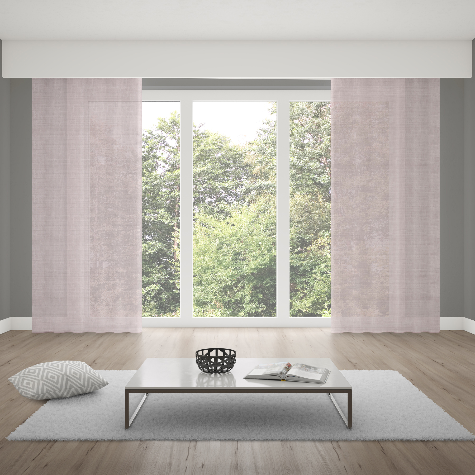 Tendina con nastro a passanti ed effetto lino | semitrasparente, 145 x 245 cm, tortora
