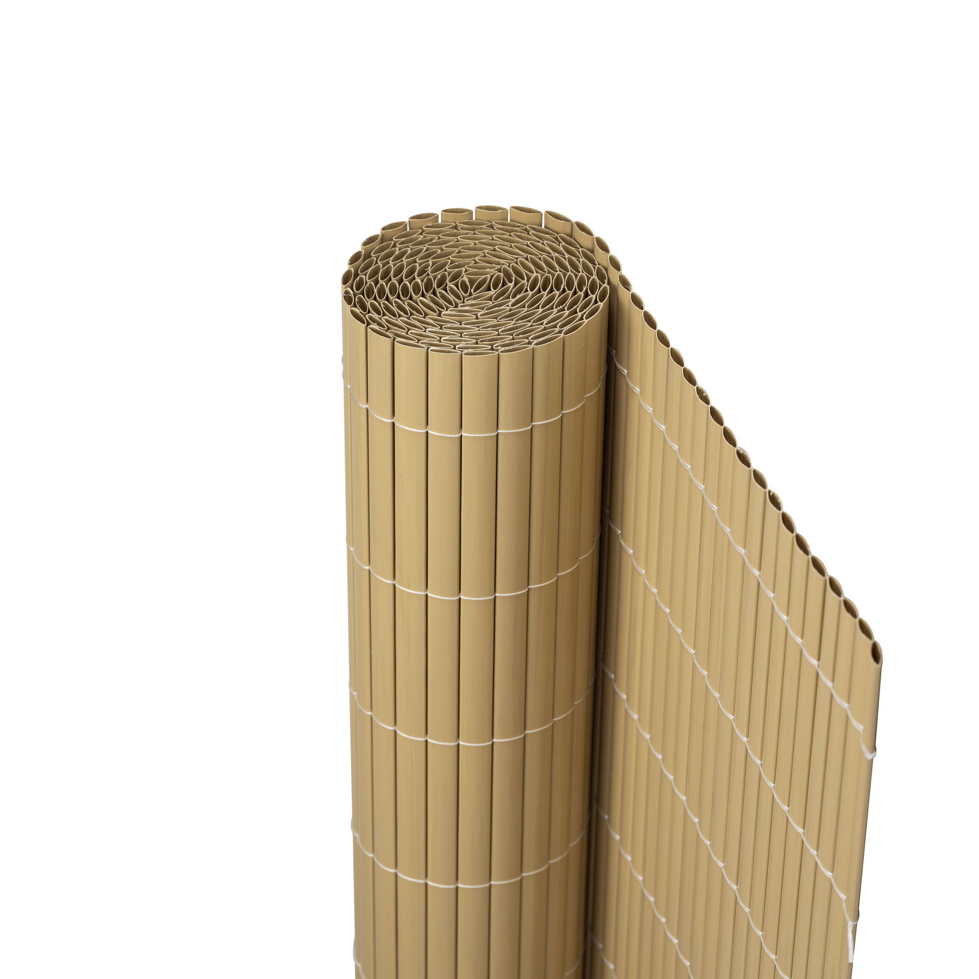 Gerollte PVC Sichtschutzmatte, die an Bambus erinnert, für Sichtschutz und Dekoration