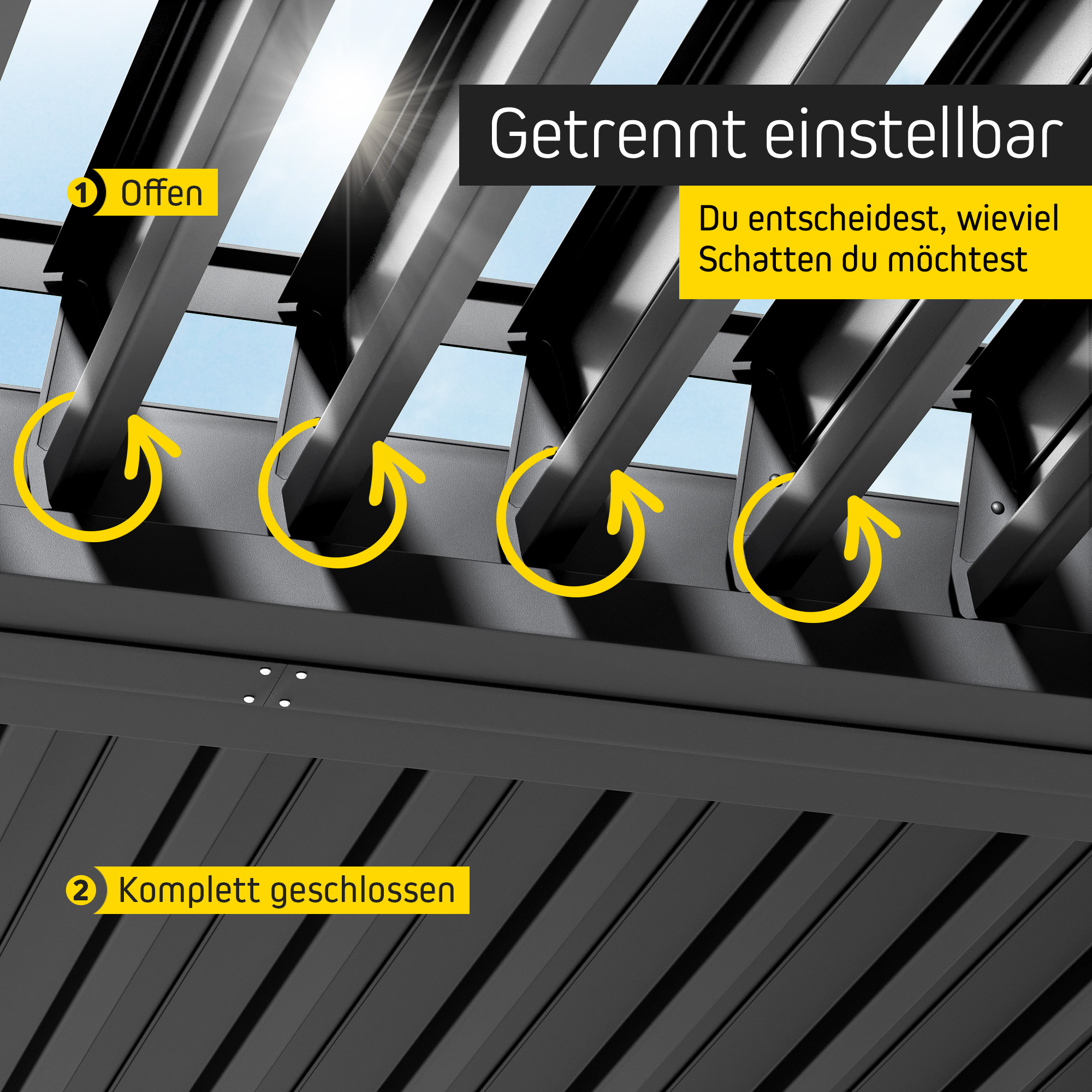 Pergola mit Lamellendach | 3 x 6 m, anthrazit 