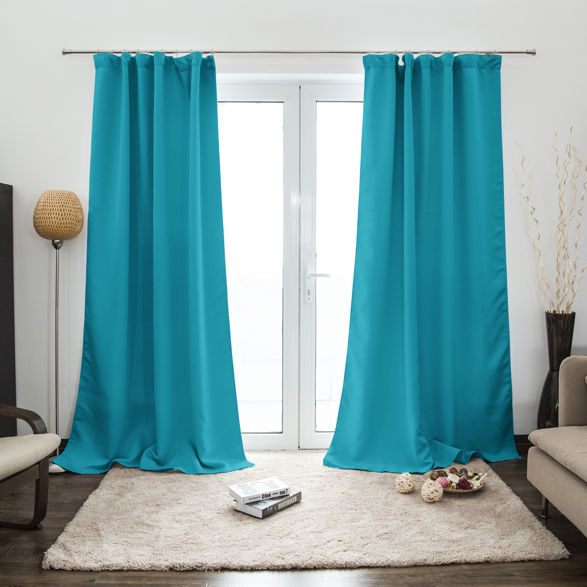 Tenda arricciata AURORA | opaco, 140 x 245 cm, blu chiaro, 2 pezzi