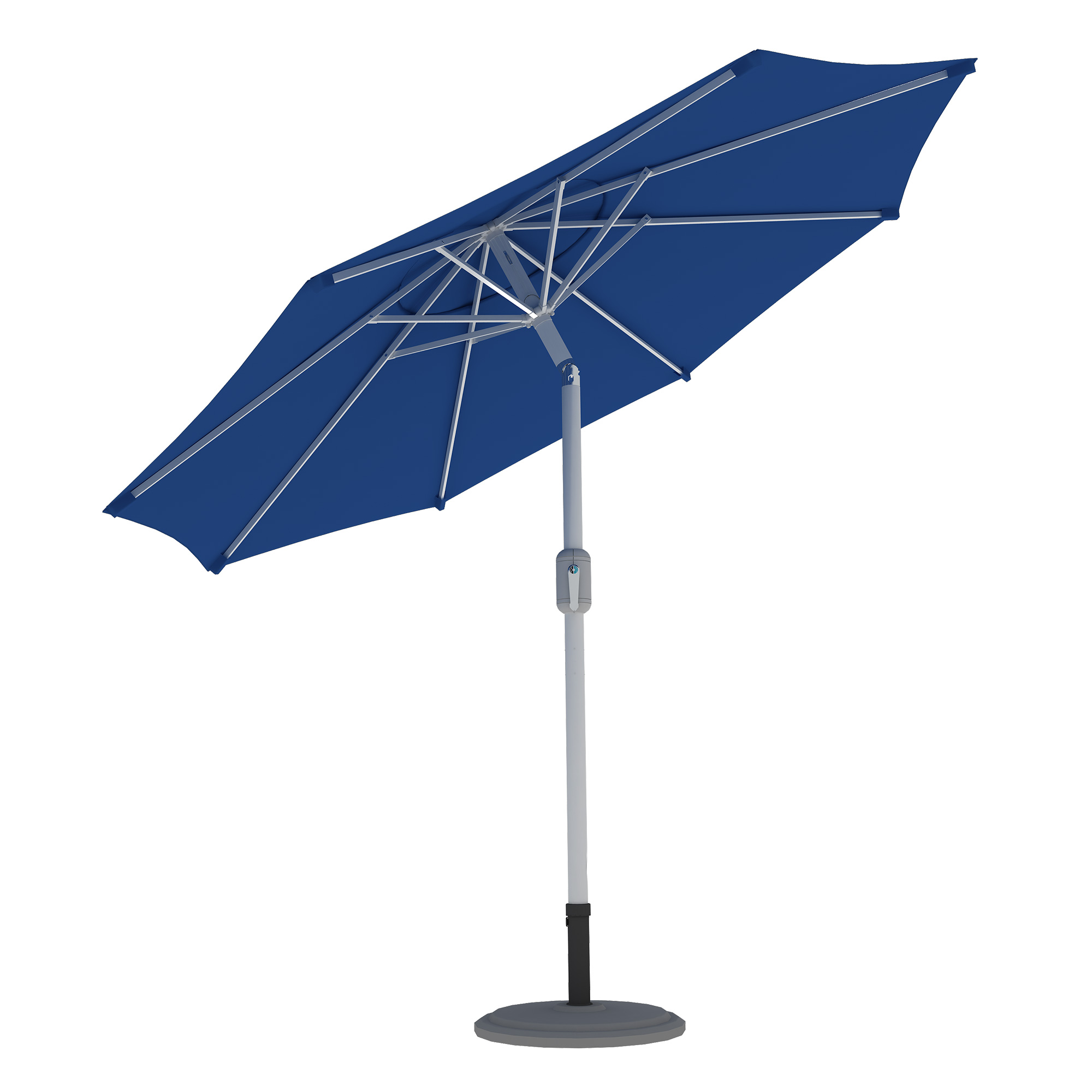 Quadratischer Sonnenschirm mit stabilem Standfuß und verstellbarem Gestell