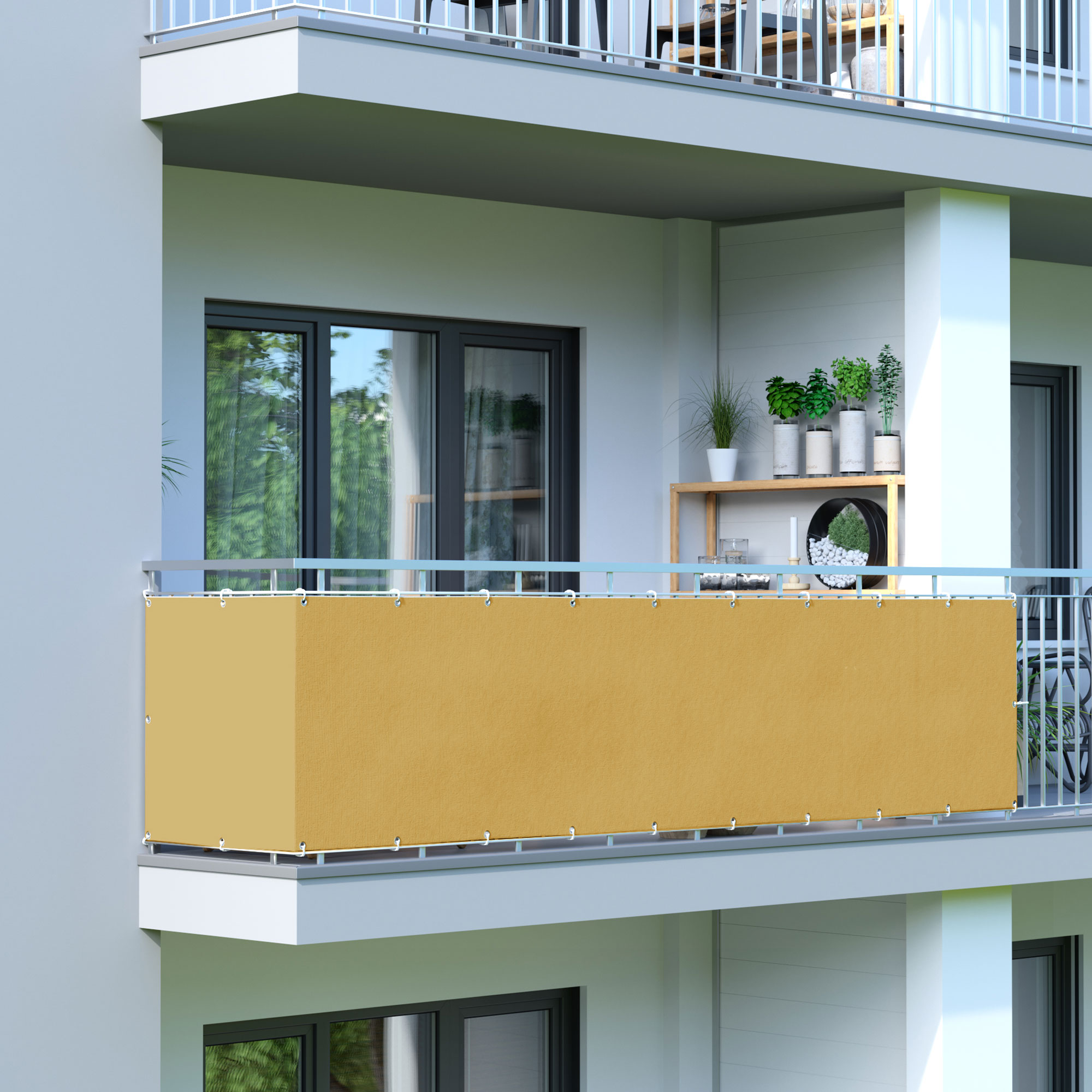 Rete frangivista per balcone - Poliestere / Impermeabile | 300 x 90 cm, giallo