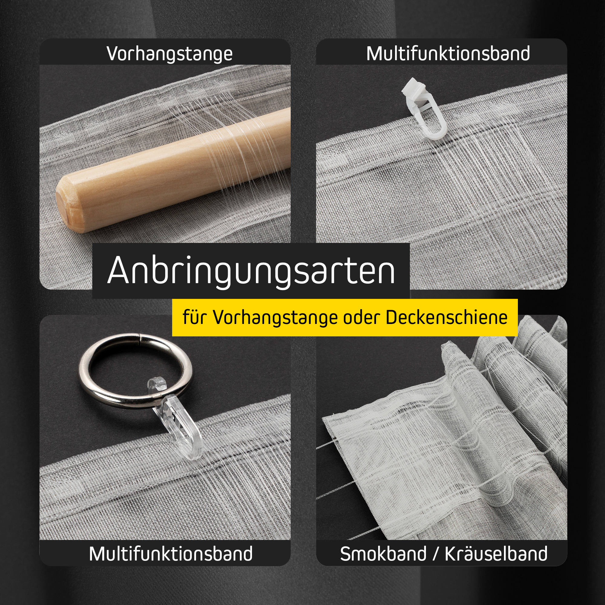 BLACKY Brandschutz-Vorhang B1 mit Kombiband | verdunkelnd, 135 x 245 cm, schwarz 