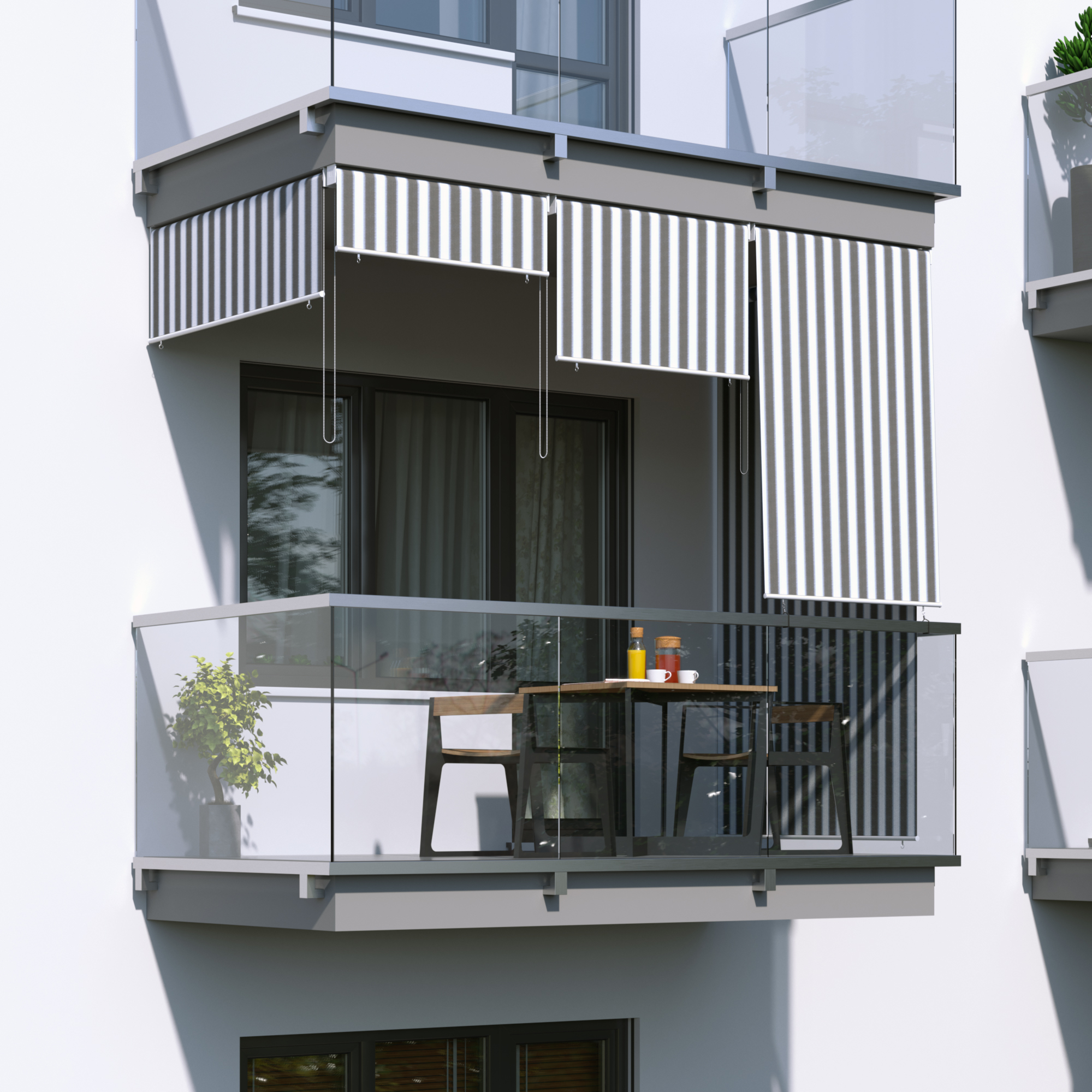 Tenda Verticale da Balcone | 220 x 140 cm, grigio-bianco