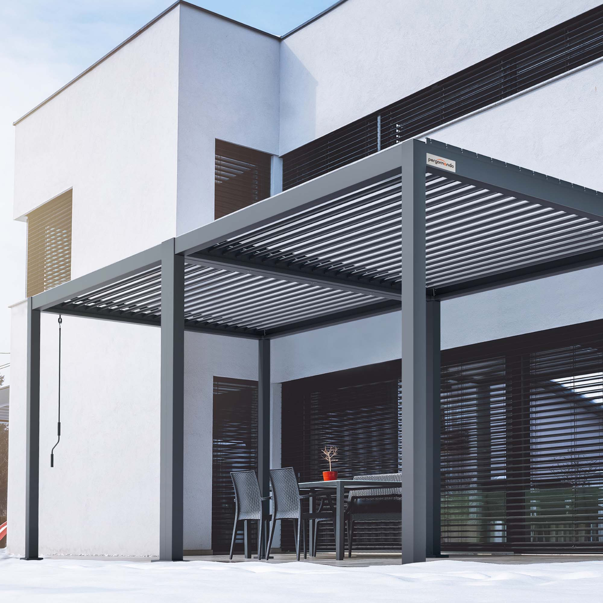 Pergola mit Lamellendach | 3 x 3 m, anthrazit 