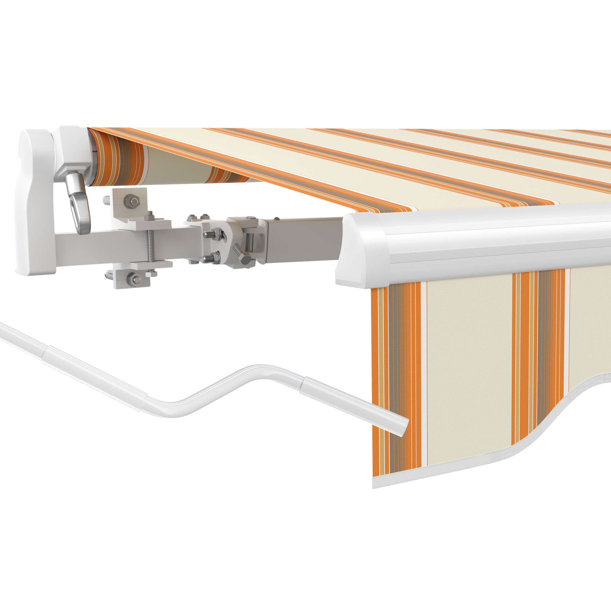 Gelenkarmmarkise Basic 2000 | 4 x 3 m / Gestell: weiß / Stoff: Multi, sand-orange 