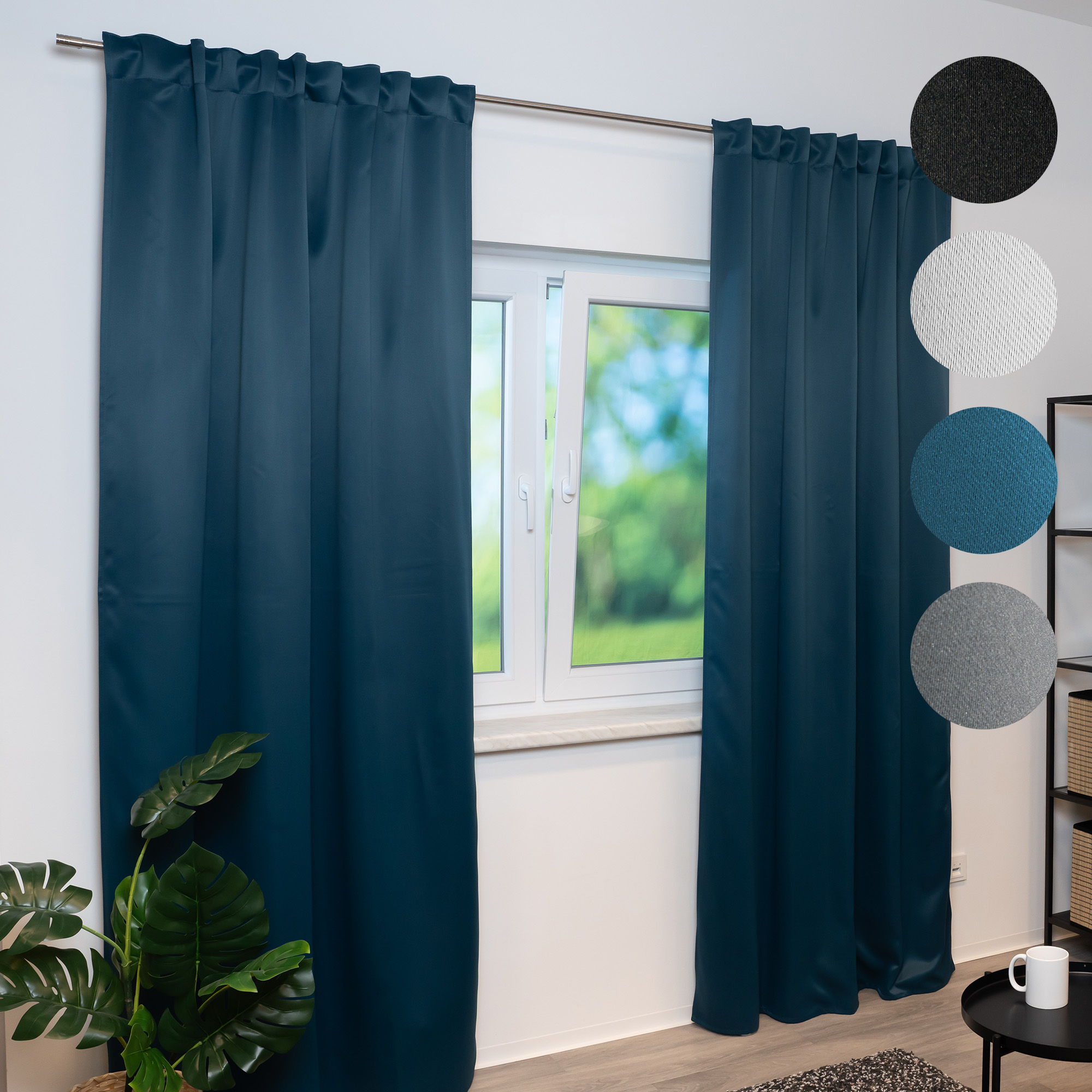 Tenda ignifuga B1 con nastro multifunzione BLACKY (Modello a scelta)