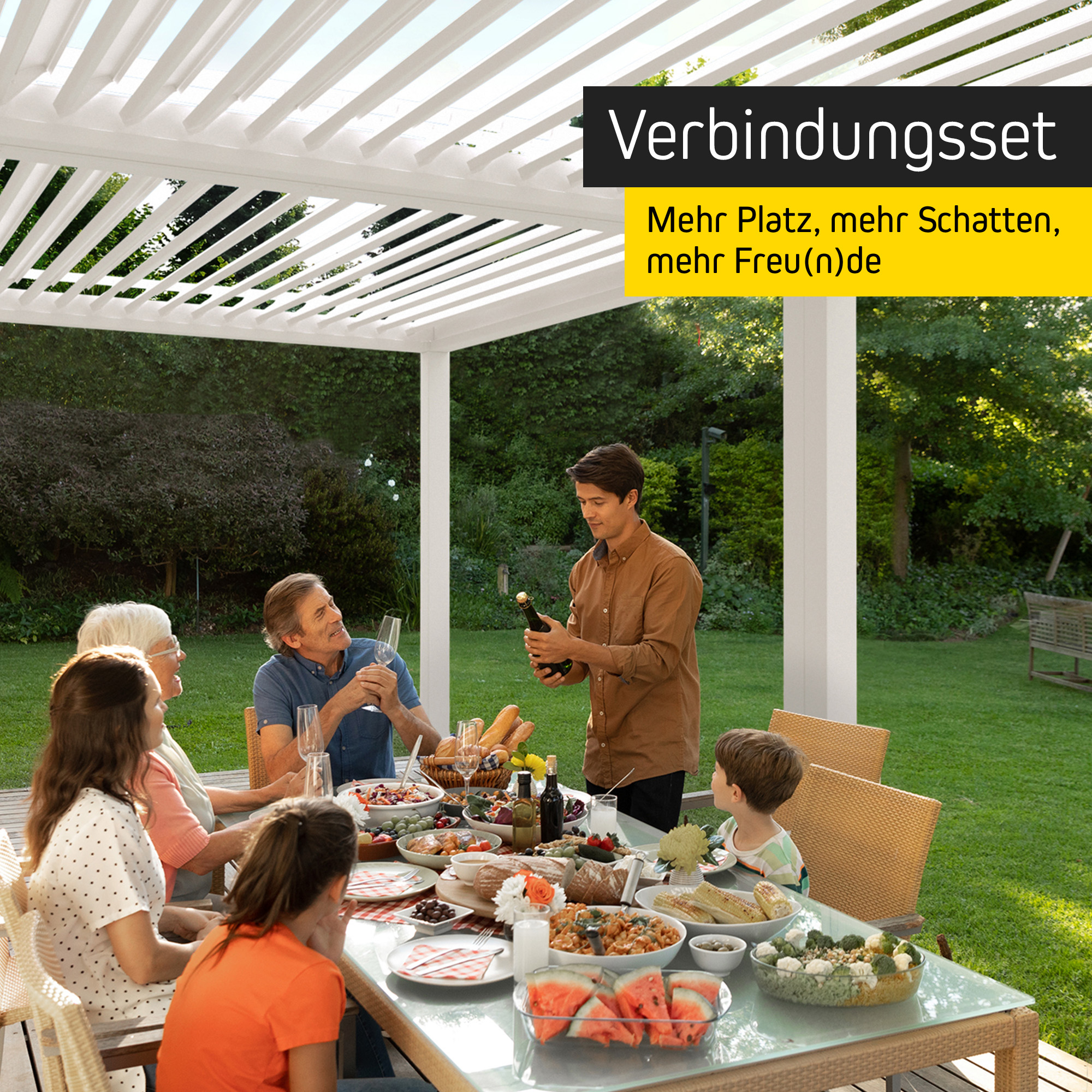 Verbindungsset für Pergola mit Lamellendach | 3 m, weiß 