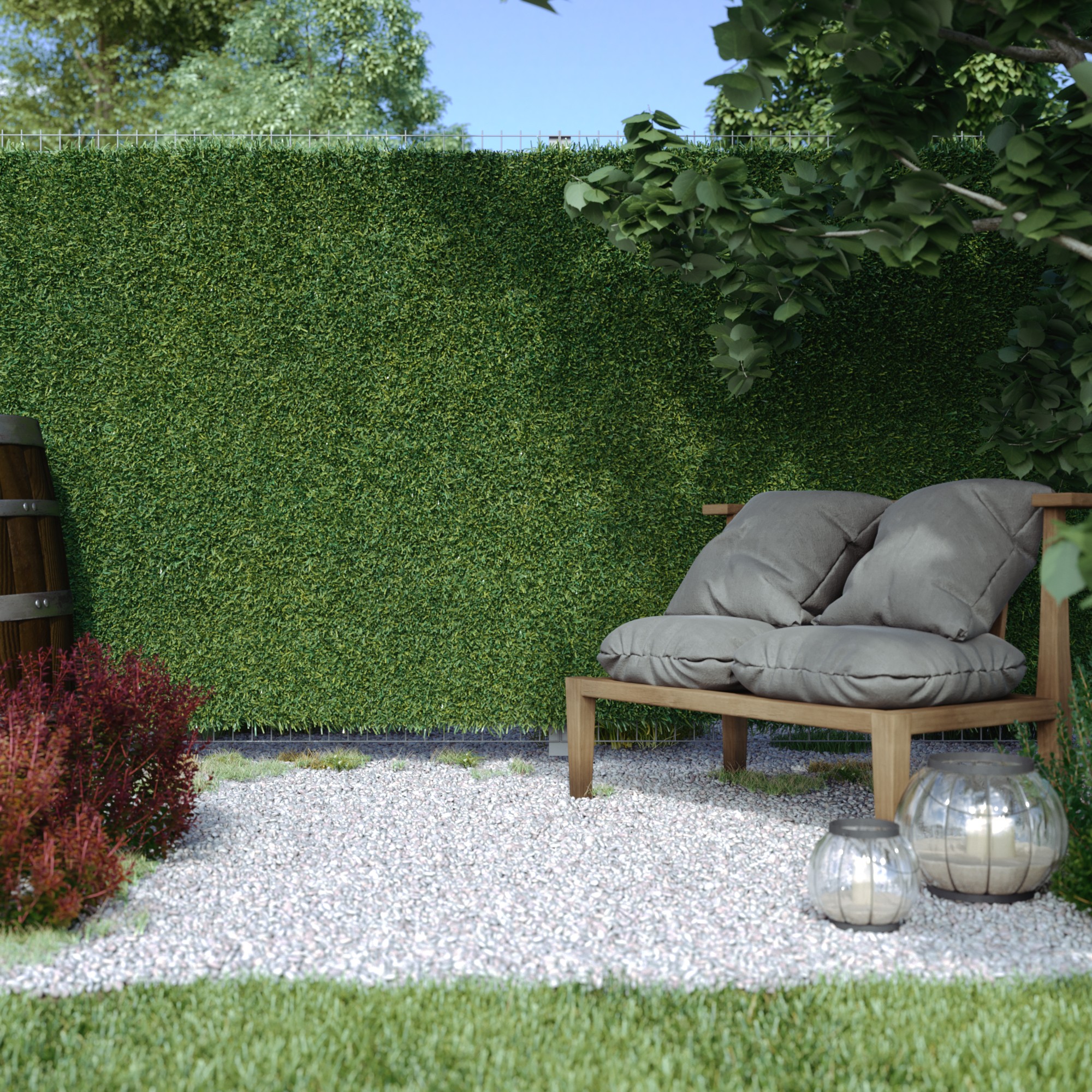 Frangivista con siepe artificiale | 1 x 3 m / verde