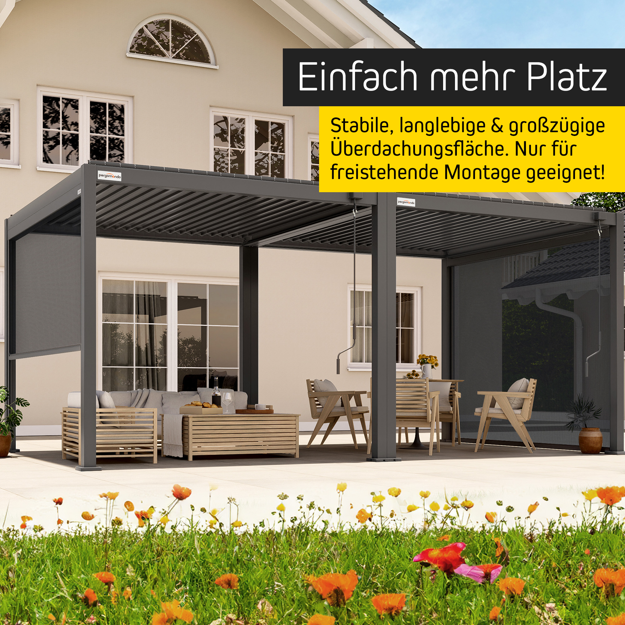 Verbindungsset für Pergola mit Lamellendach | 3 m, weiß 