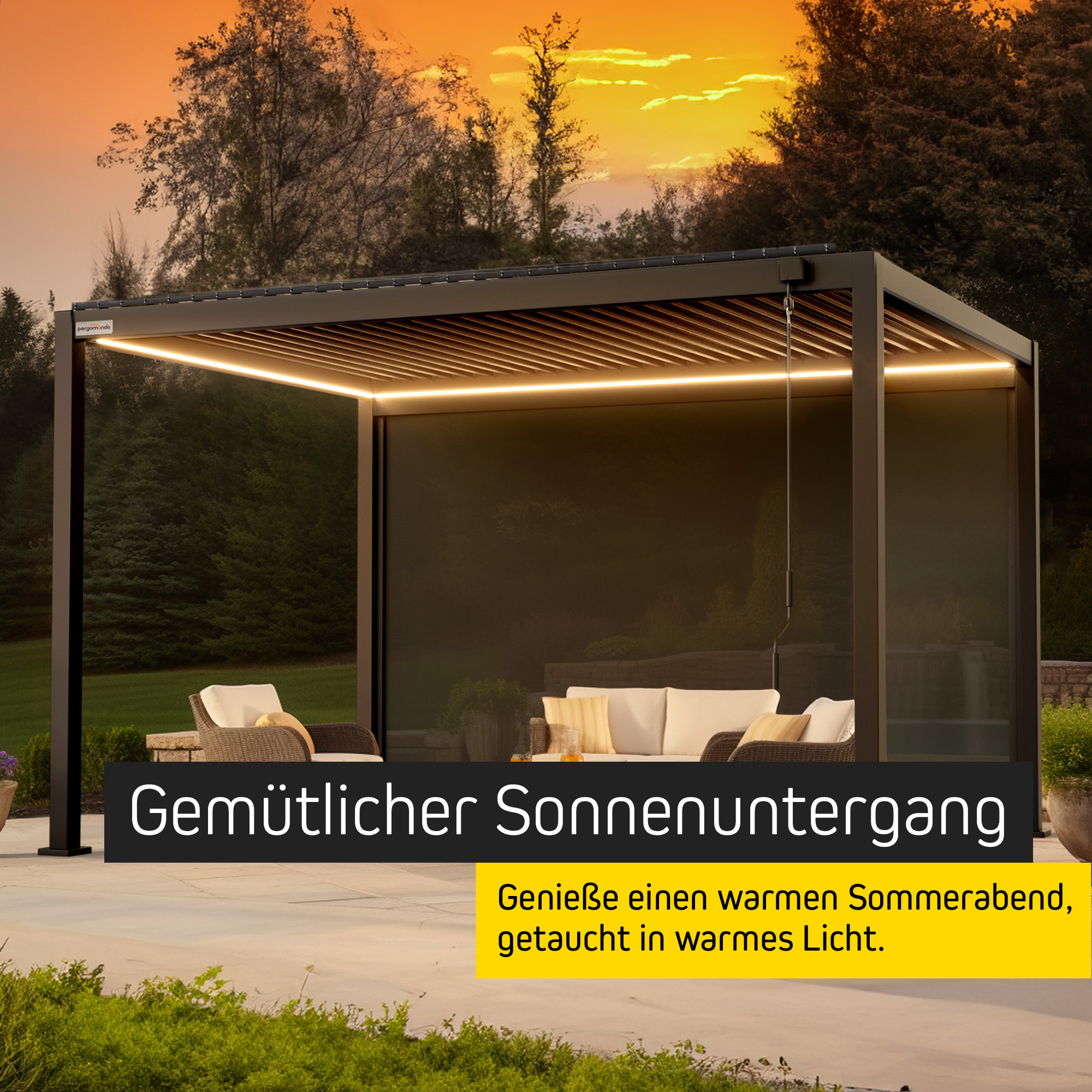 LED-Lichterset für Pergola mit Lamellendach | 3 x 3 m, anthrazit 