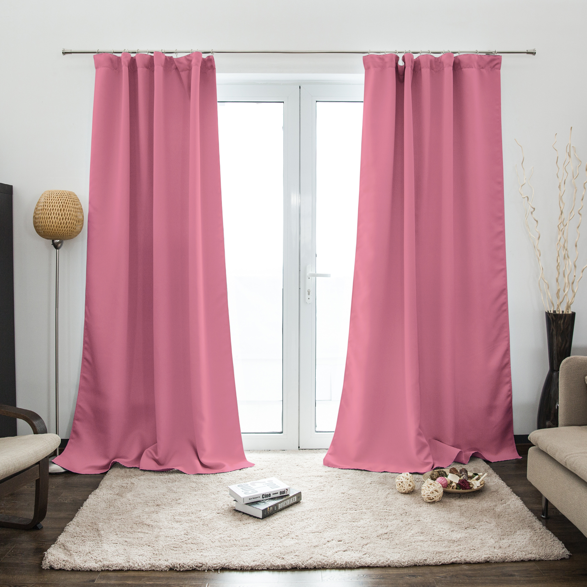 Tenda arricciata AURORA | opaco, 140 x 235 cm, rosa, 2 pezzi