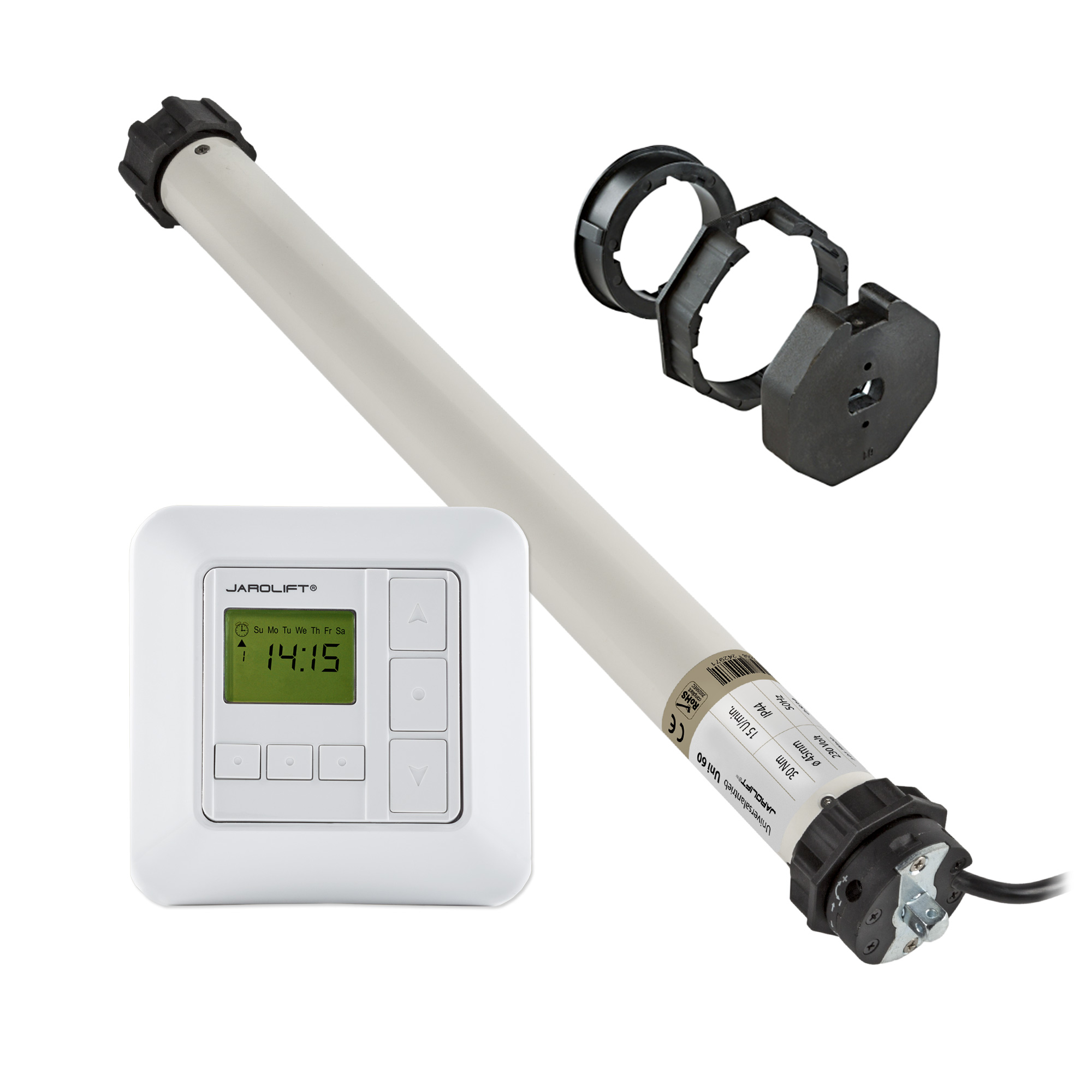 Motore per tapparella Universale | UNI60 (30 Nm / SW60) + Sevenlogic Comfort radio + Adattatore SW70 SLAO70-45