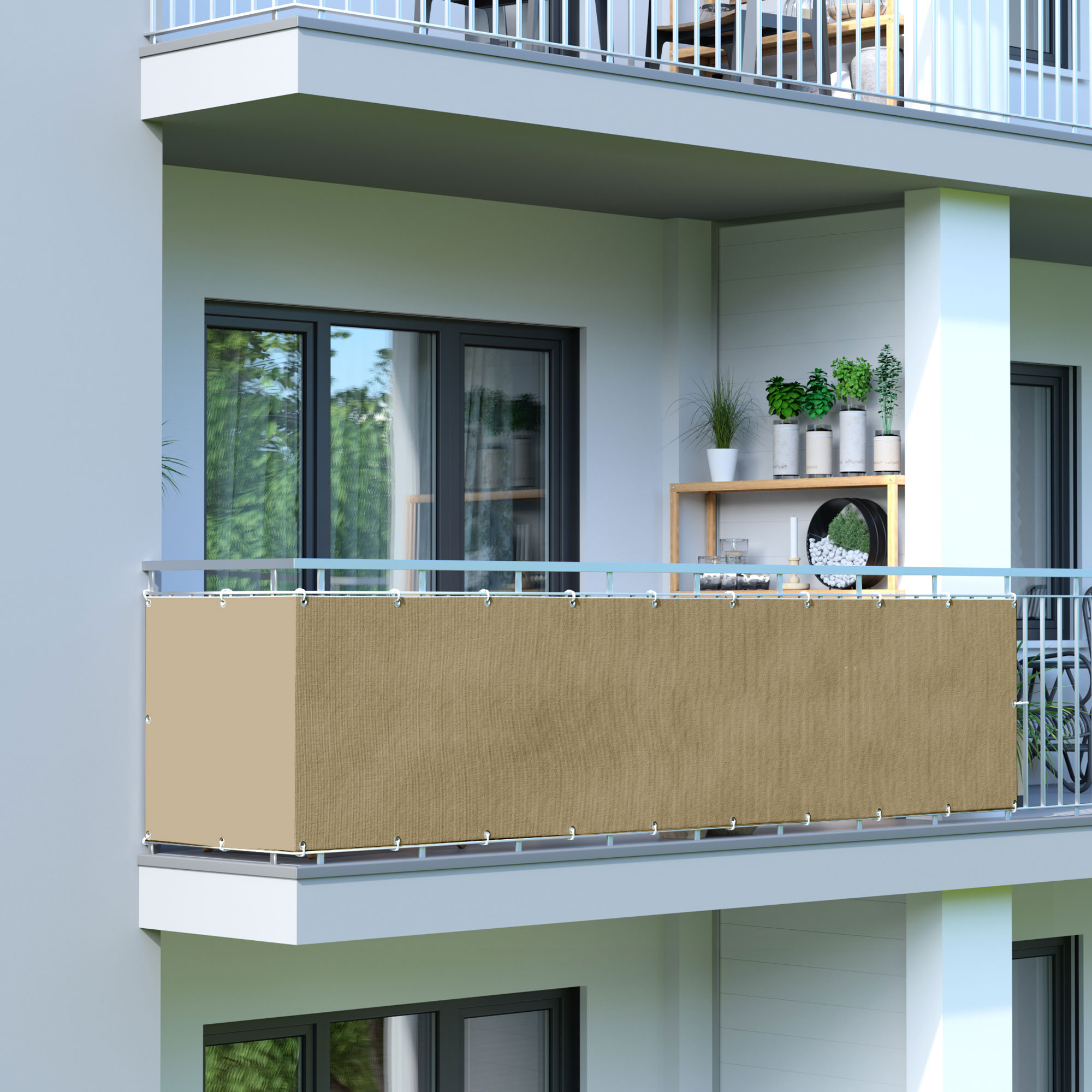 Rete frangivista per balcone - Poliestere / Impermeabile | 300 x 90 cm, arena