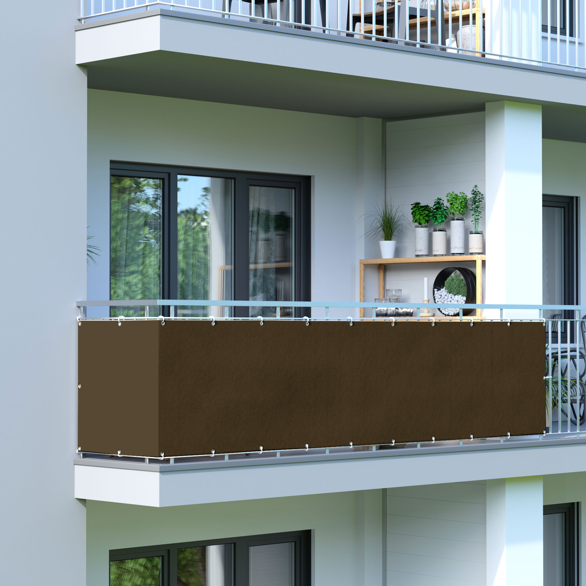 Rete frangivista per balcone - Poliestere / Impermeabile | 300 x 90 cm, marrone