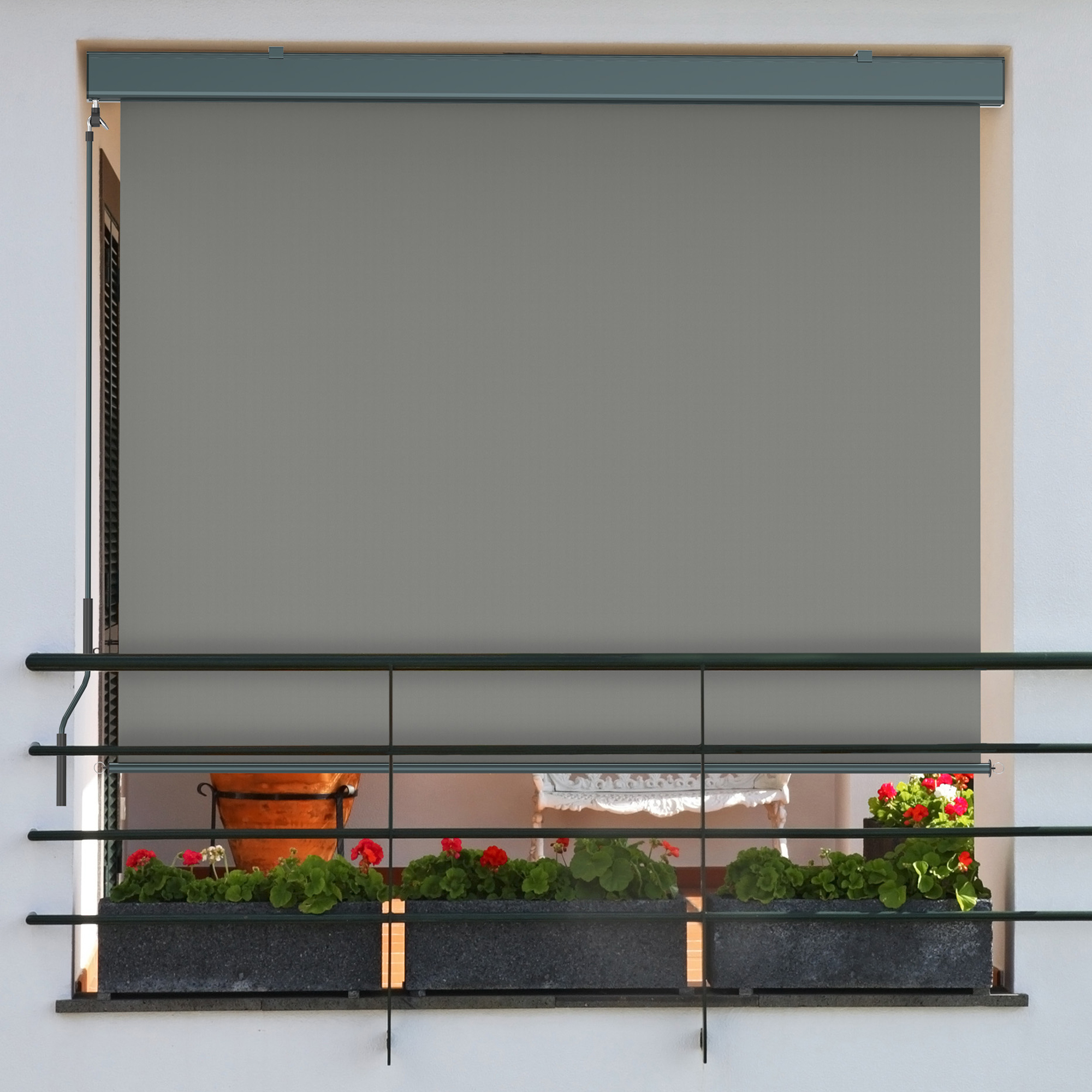 Tenda Verticale 2000 con Cassonetto manovella | 1,2 x 2,5 m, antracite/grigio