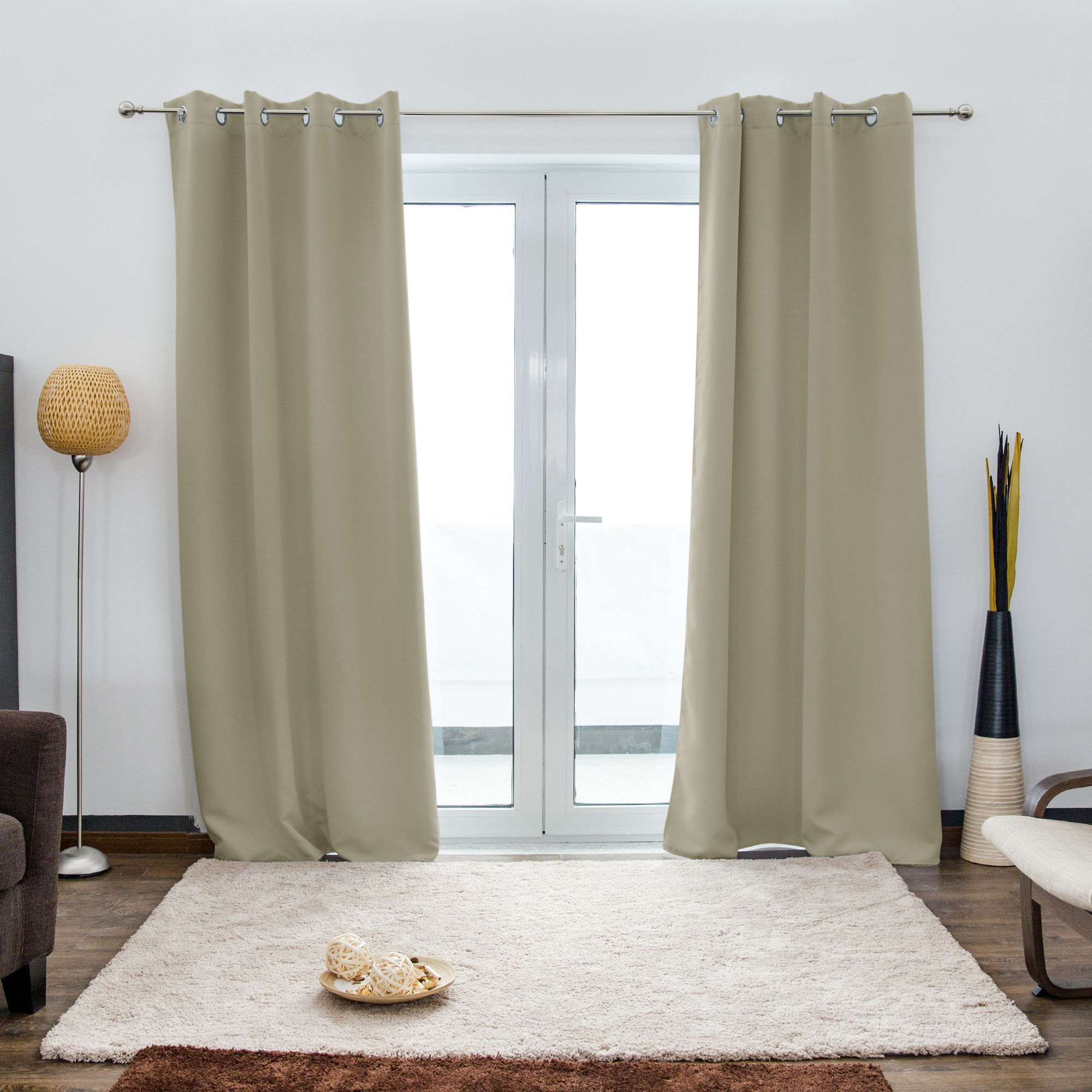 Tenda con occhielli AURORA | opaco, 140 x 245 cm, grigio chiaro, 2 pezzi