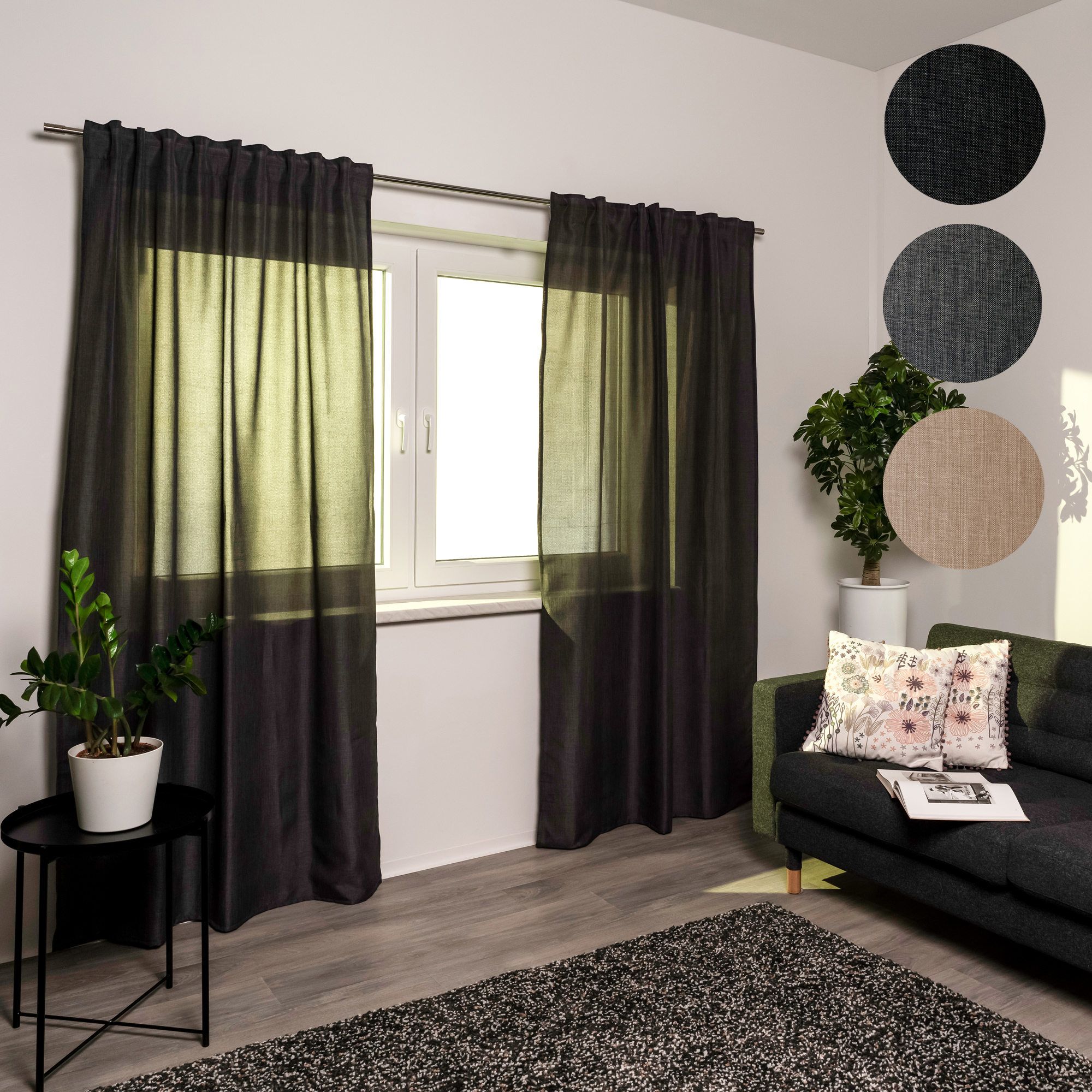Tenda con nastro multifunzione ed effetto lino (Modello a scelta)