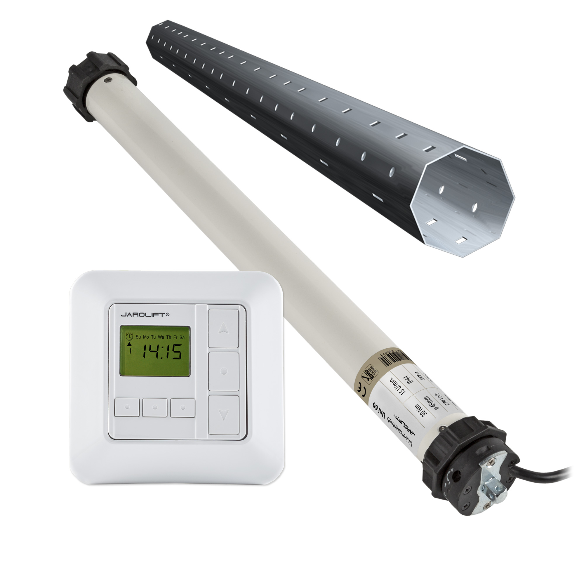 Motore per tapparella Universale | UNI60 (30 Nm / SW60) + Sevenlogic Comfort + Set rullo per nuova costruzione 1