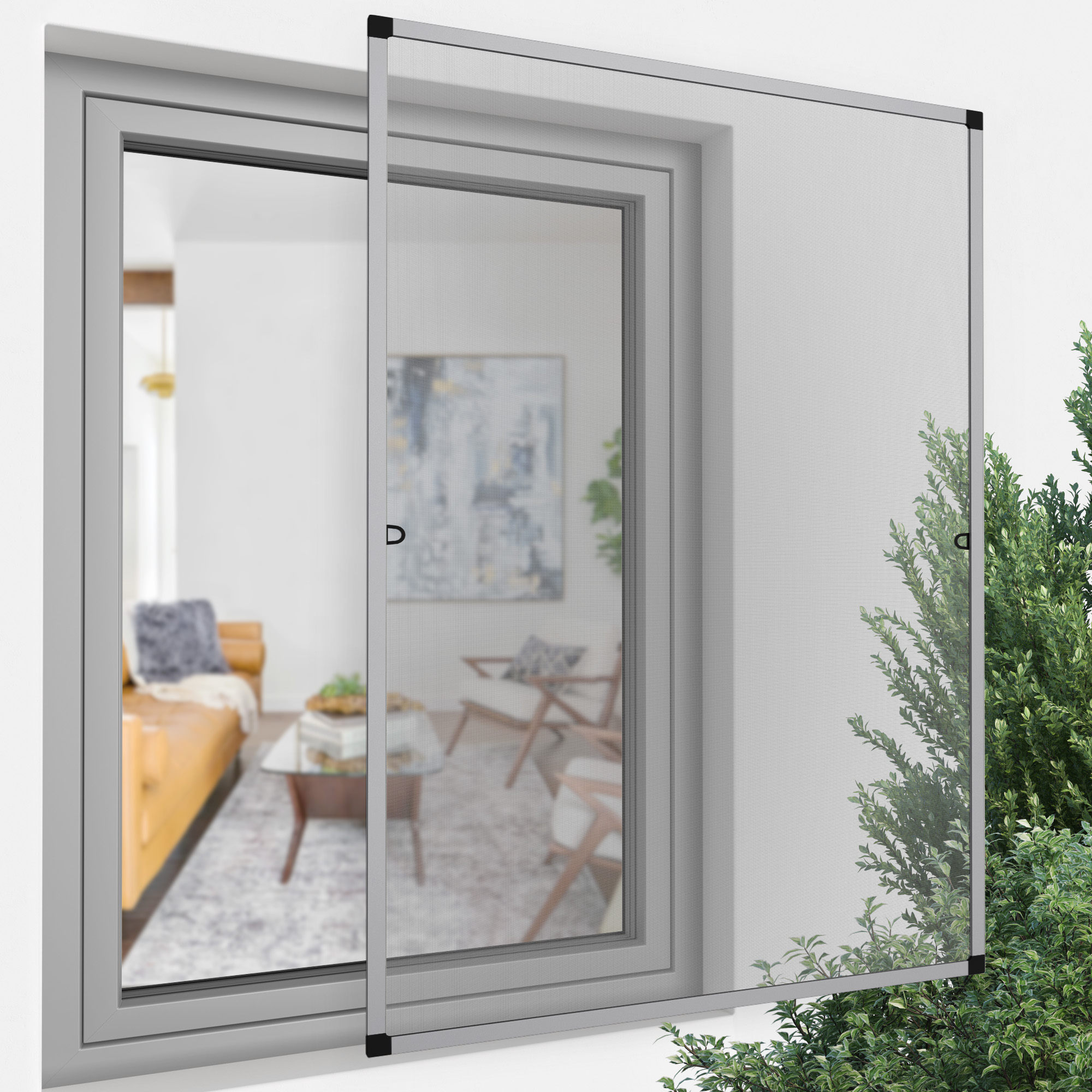 Zanzariera con telaio fisso ProfiLine per finestre | 130 x 150 cm, argento