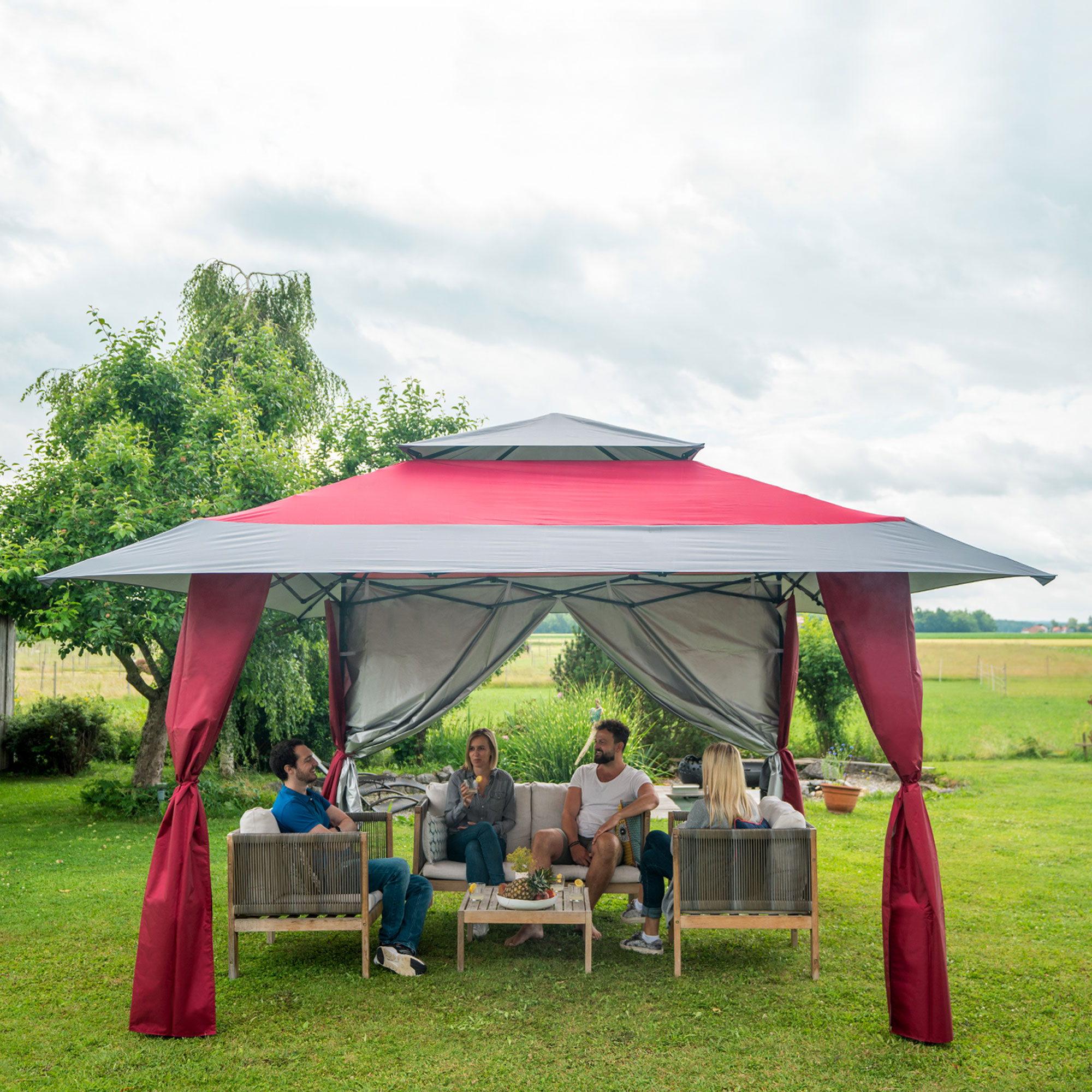 Seitenwand für Faltpavillon Weekend | Türwand / 3 m / anthrazit