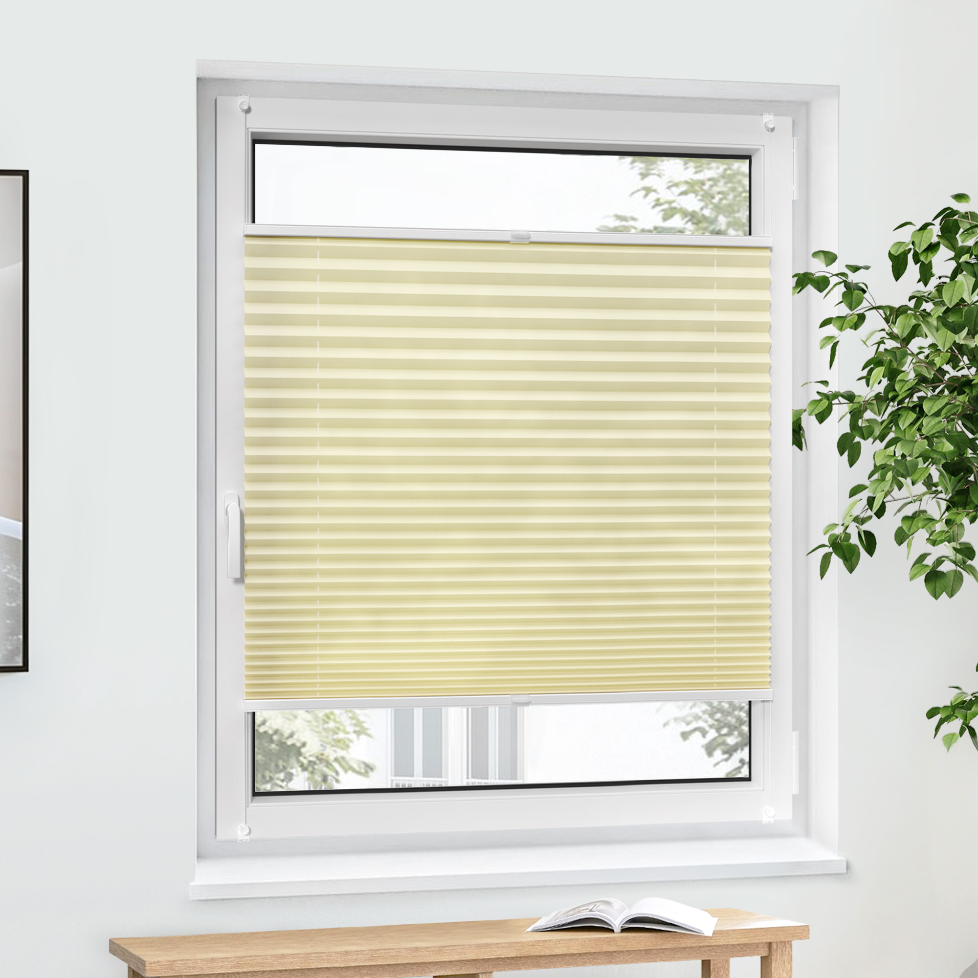 Pure Plissee | Basic, Polyester-Stoff, 85 x 180 cm, creme 