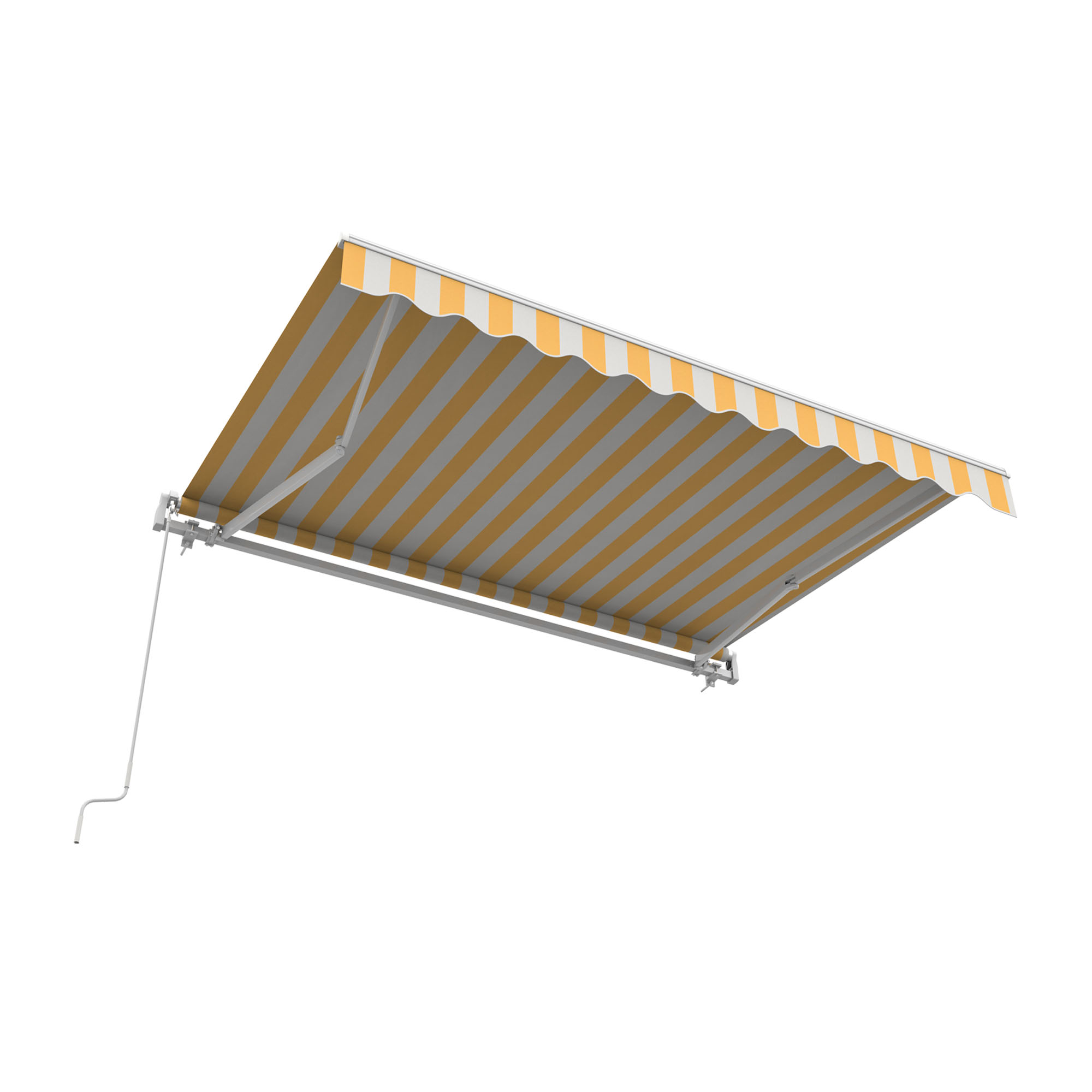 Gelenkarmmarkise Basic 2000 | 3,5 x 3 m / Gestell: weiß / Stoff: Block, gelb-weiß