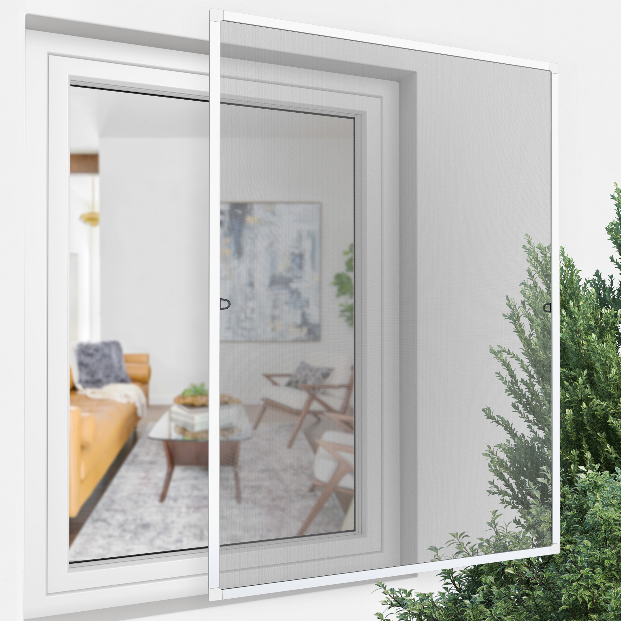 Zanzariera con telaio fisso ProfiLine per finestre | 130 x 150 cm, bianco