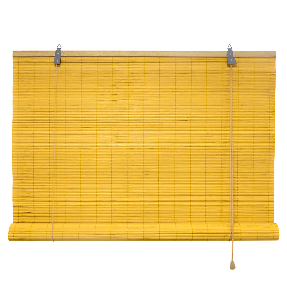 Bambusrollo mit Zugkordel zur Lichtregulierung und Sichtschutz, horizontal angeordnet