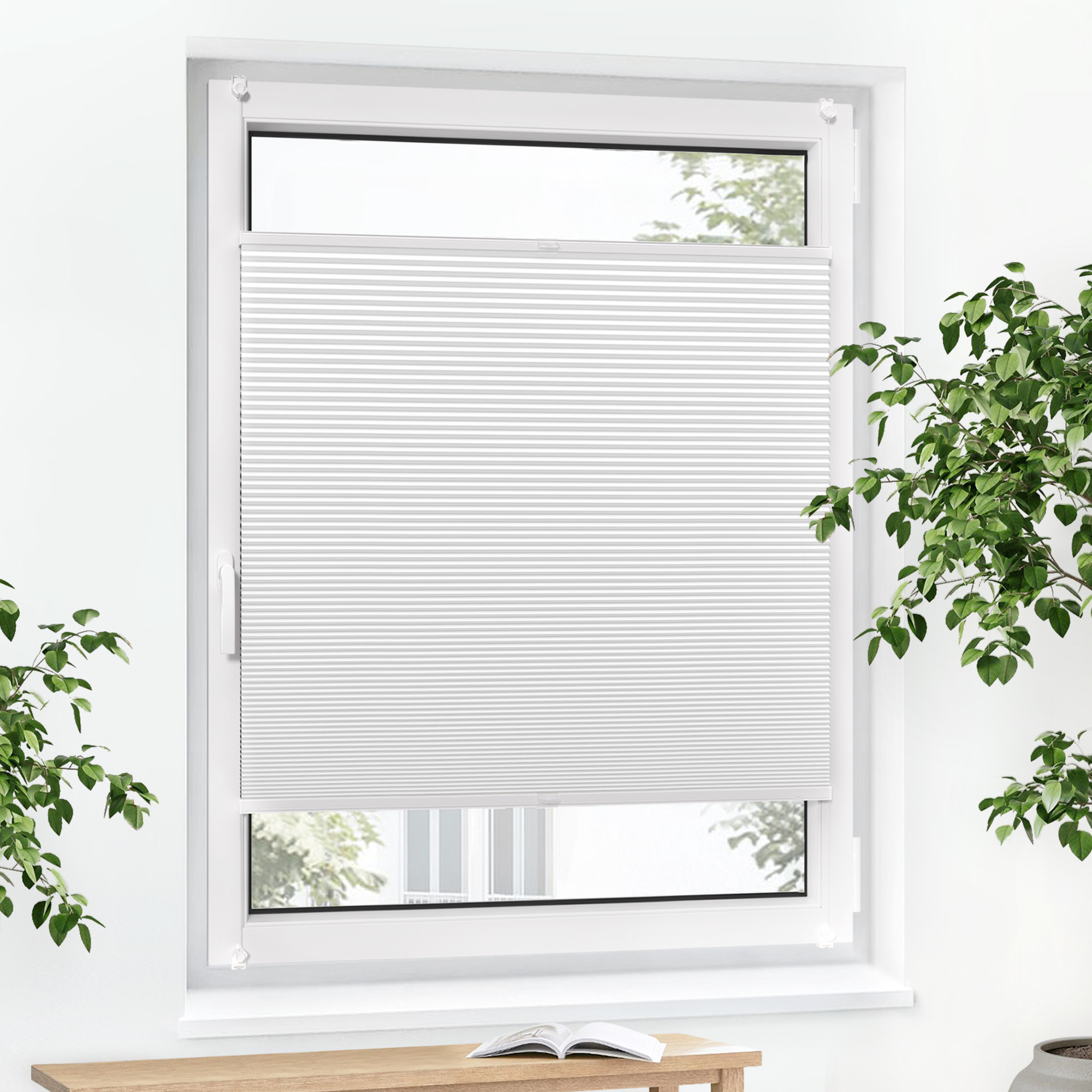 Tenda plissettata a nido d'ape Pure | Opaco, 100 x 100 cm, bianco