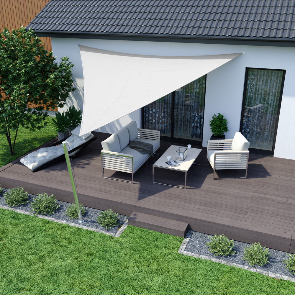 Sonnensegel - Polyester / wasserabweisend | 3,0 x 3,0 x 3,0 m, dreieckig, cremeweiß