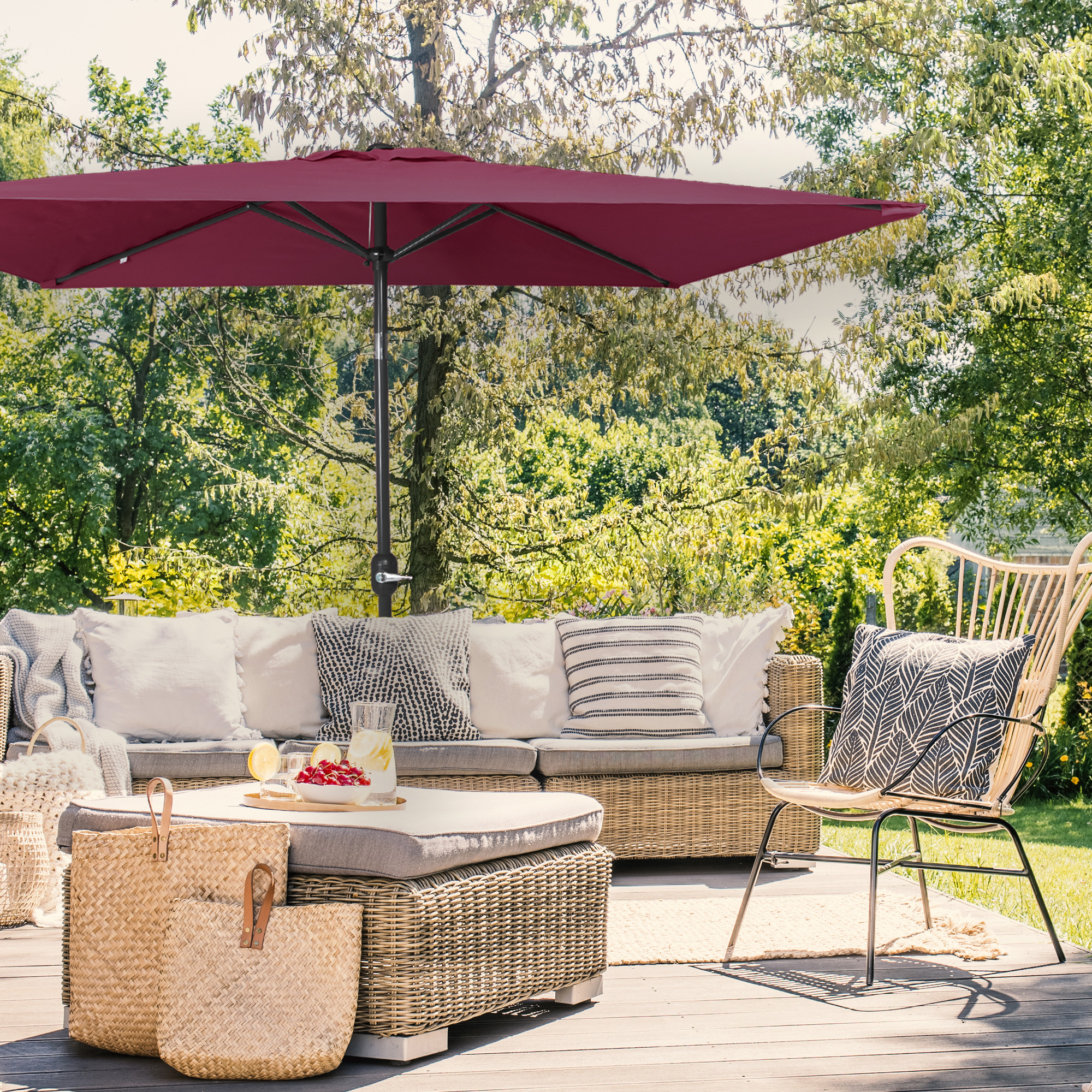 parajuna - Piccolo ombrellone pieghevole | 2,3 x 1,3 m, rettangolare, bordeaux