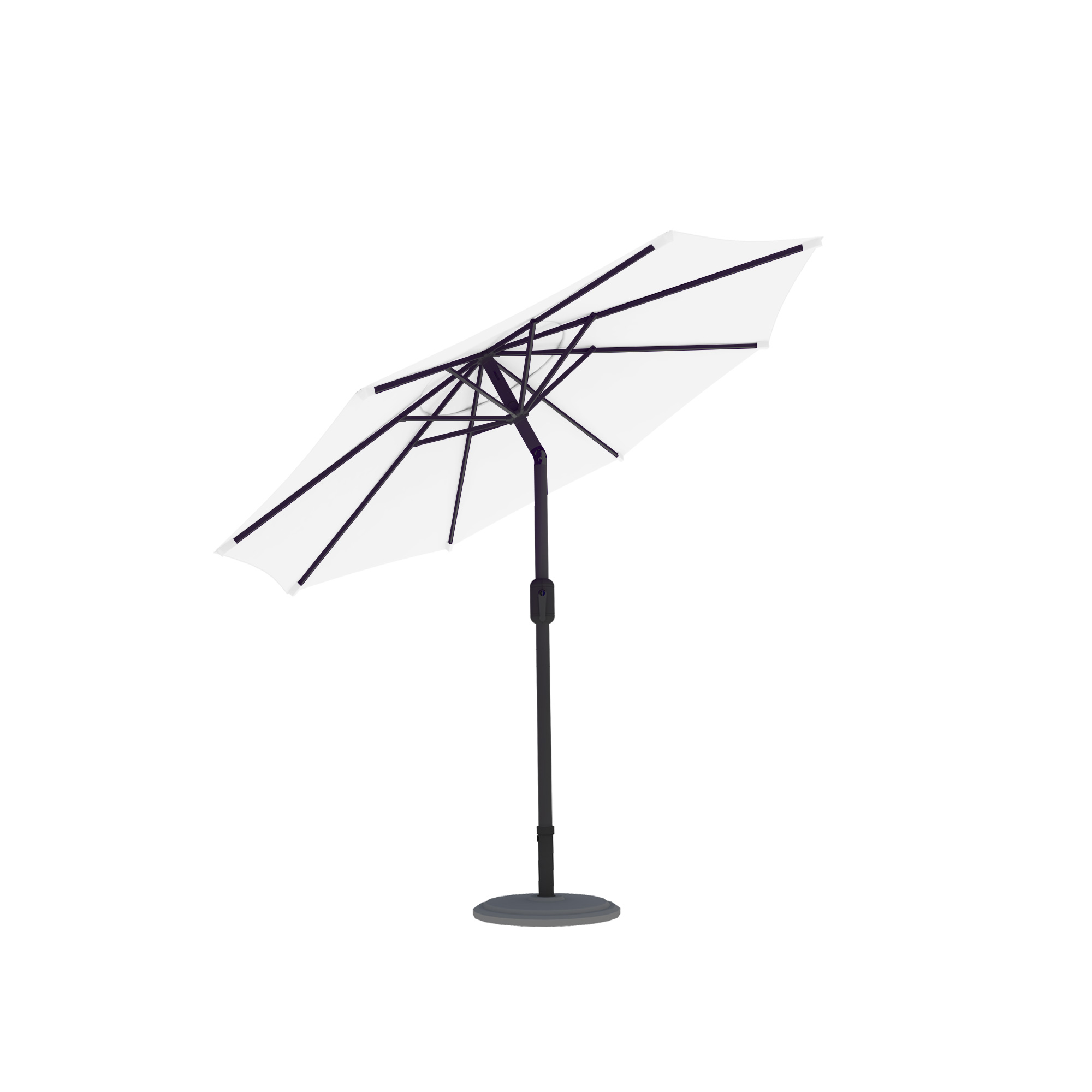 Quadratischer Sonnenschirm mit stabilem Standfuß und verstellbarem Mast