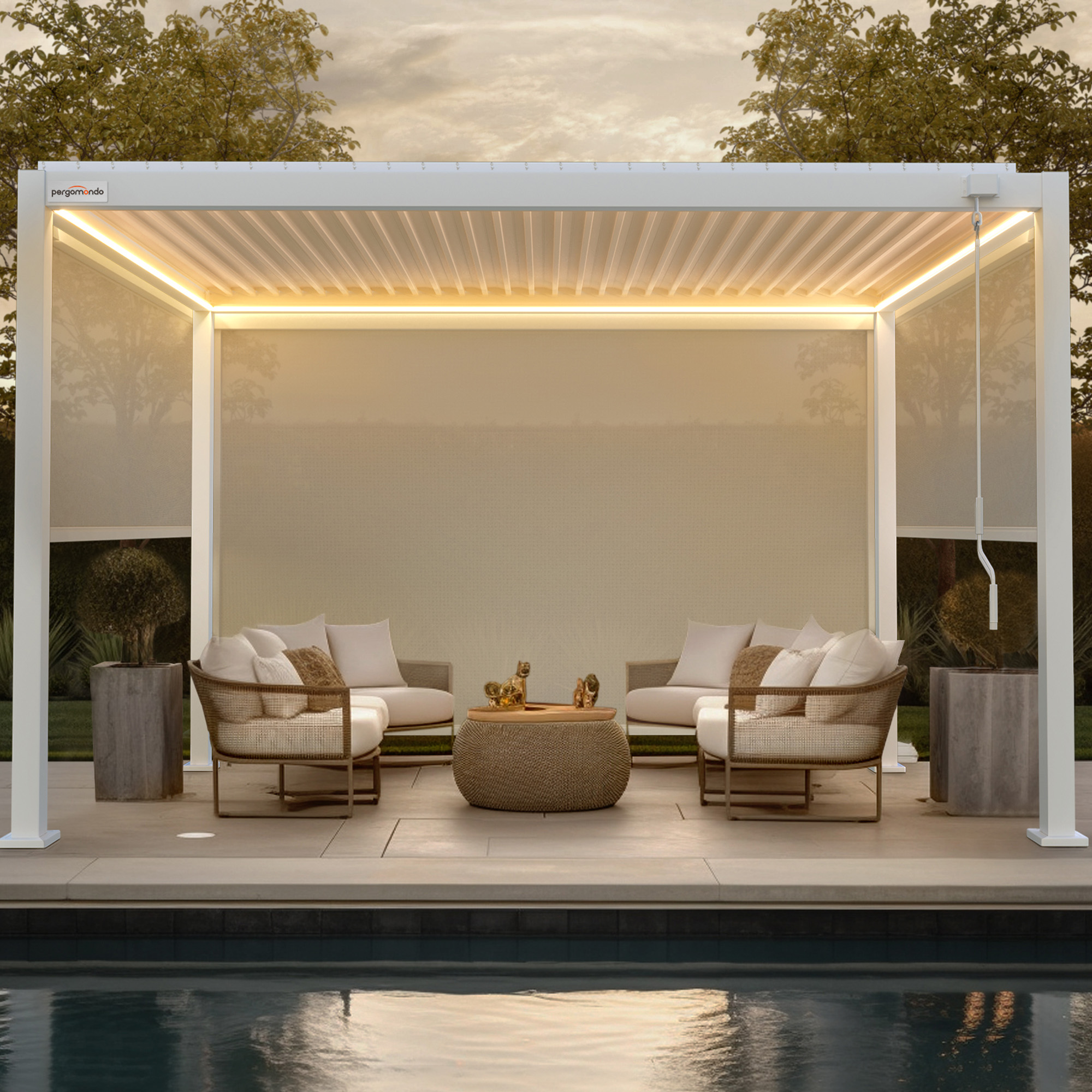 Screen-Rollo für Pergola mit Lamellendach | 3 m, anthrazit 