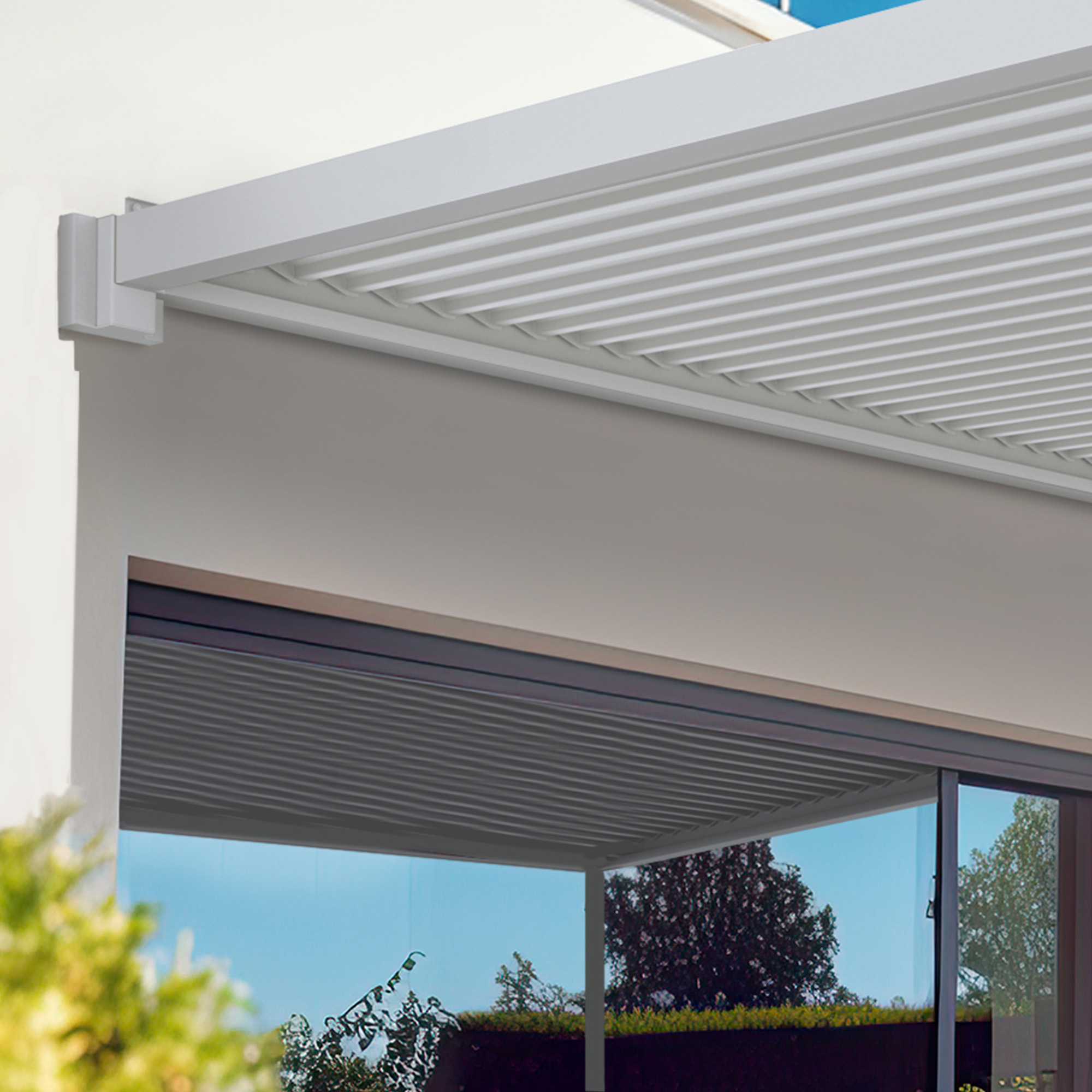 Wandmontageset für Pergola mit Lamellendach | 3 m, weiß  (weiß - 3 m)
                                    - weiß- 3 m