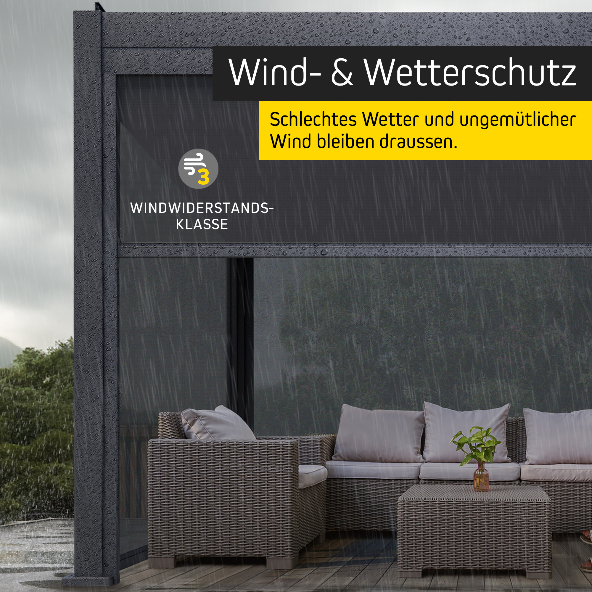 Screen-Rollo für Pergola mit Lamellendach | 3 m, anthrazit 