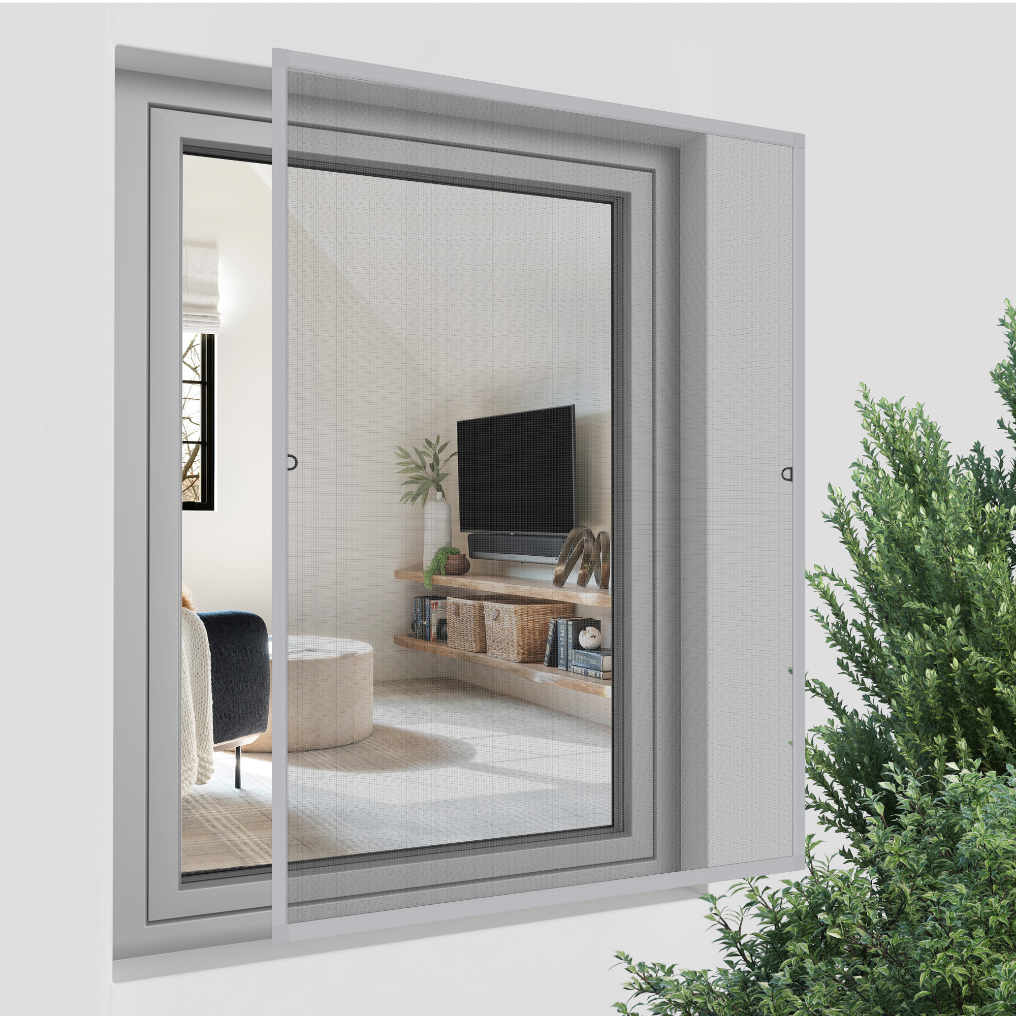 Insektenschutz-Spannrahmen SlimLine für Fenster | 80 x 150 cm, silber