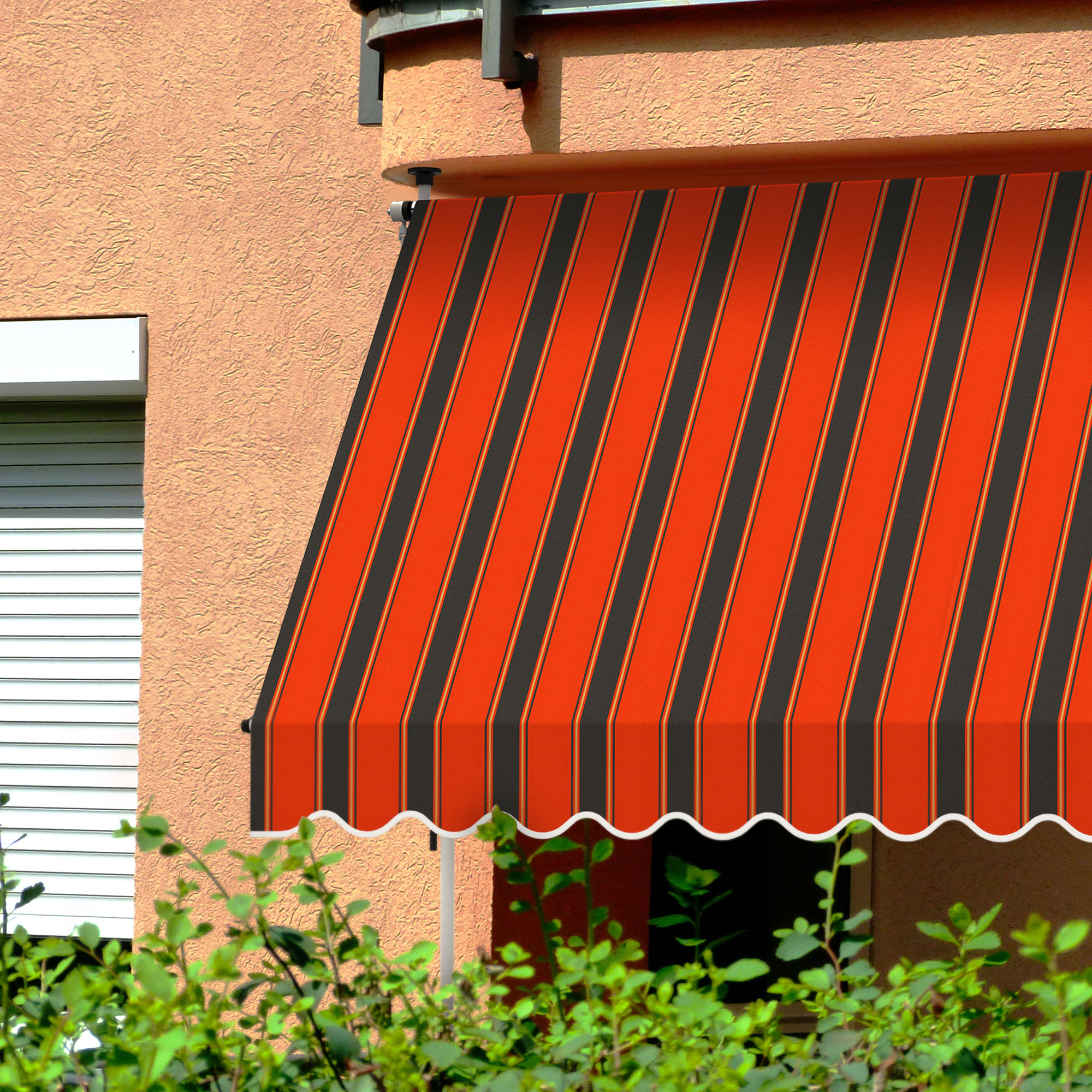 Klemm- & Balkonmarkise JAM 2000 | 3,95 x 1,20 m / Gestell: anthrazit / Stoff: Multi, rot-schwarz 