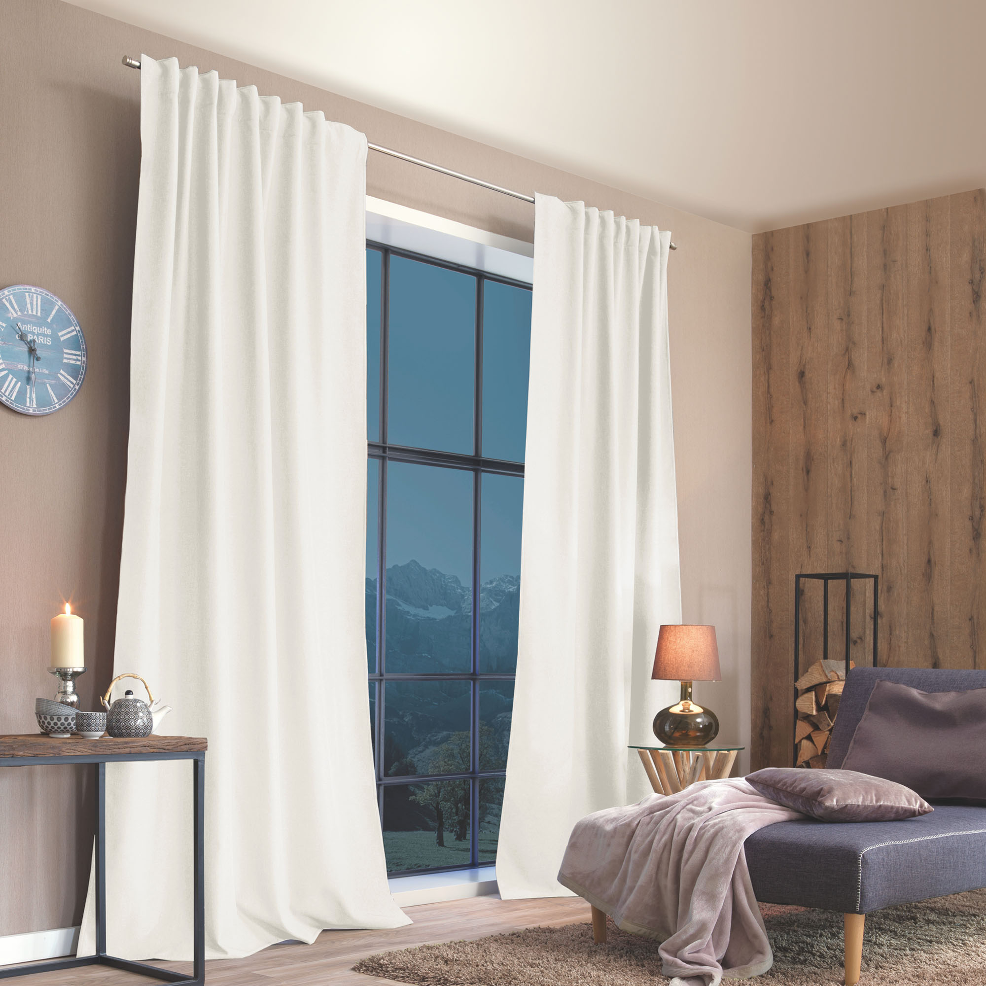 ESKIMO Thermo-Vorhang mit Kombiband | blickdicht, 135 x 245 cm, wollweiß