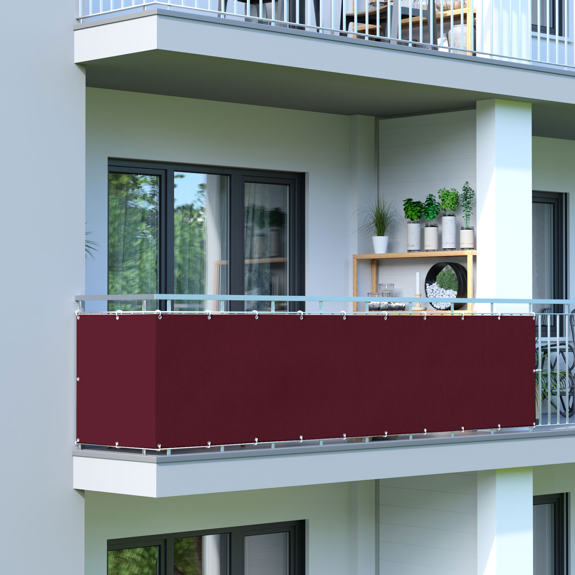 Rete frangivista per balcone - Poliestere / Impermeabile | 600 x 90 cm, bordeaux