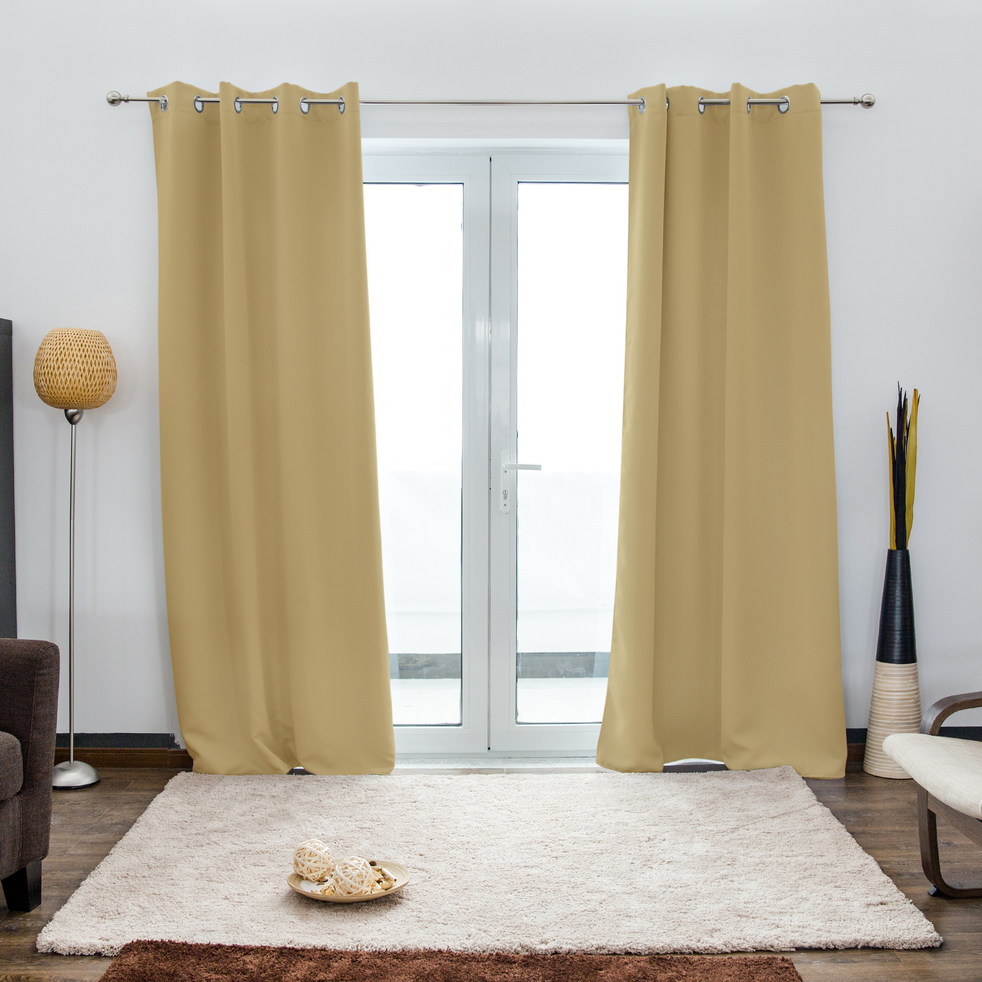 Tenda con occhielli AURORA | opaco, 140 x 245 cm, crema, 2 pezzi