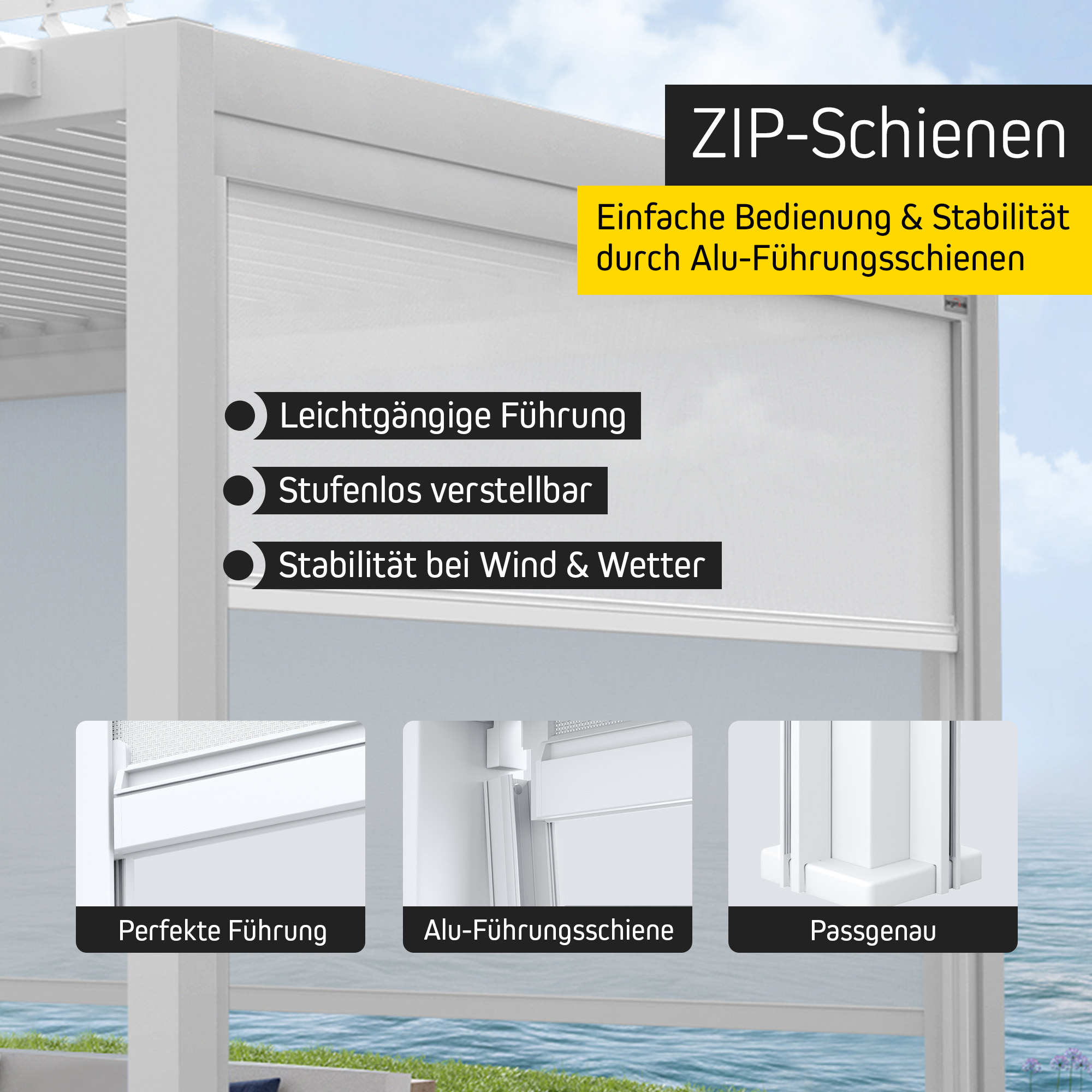 Screen-Rollo für Pergola mit Lamellendach | 3 m, anthrazit 