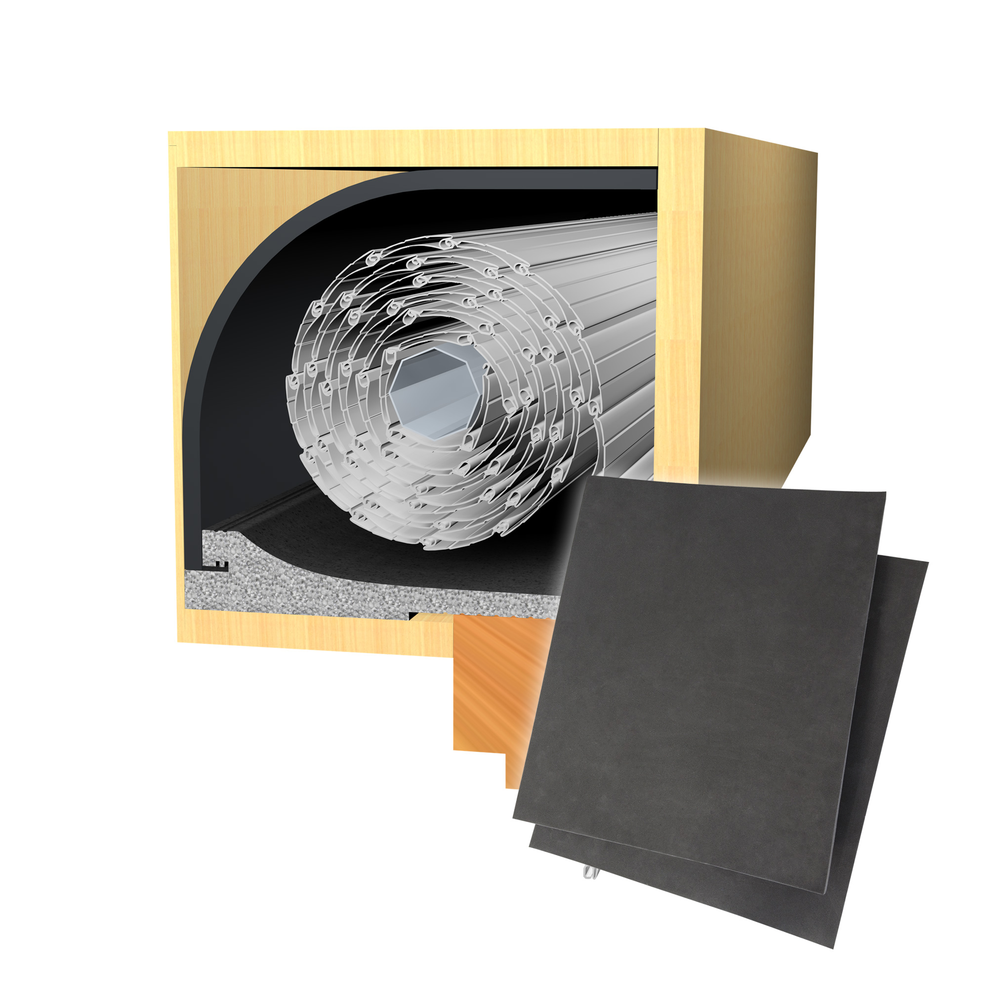 Isolamento termico per tapparelle 13 mm / 100 x 50 cm + Isolamento coperchio 100 x 24 cm