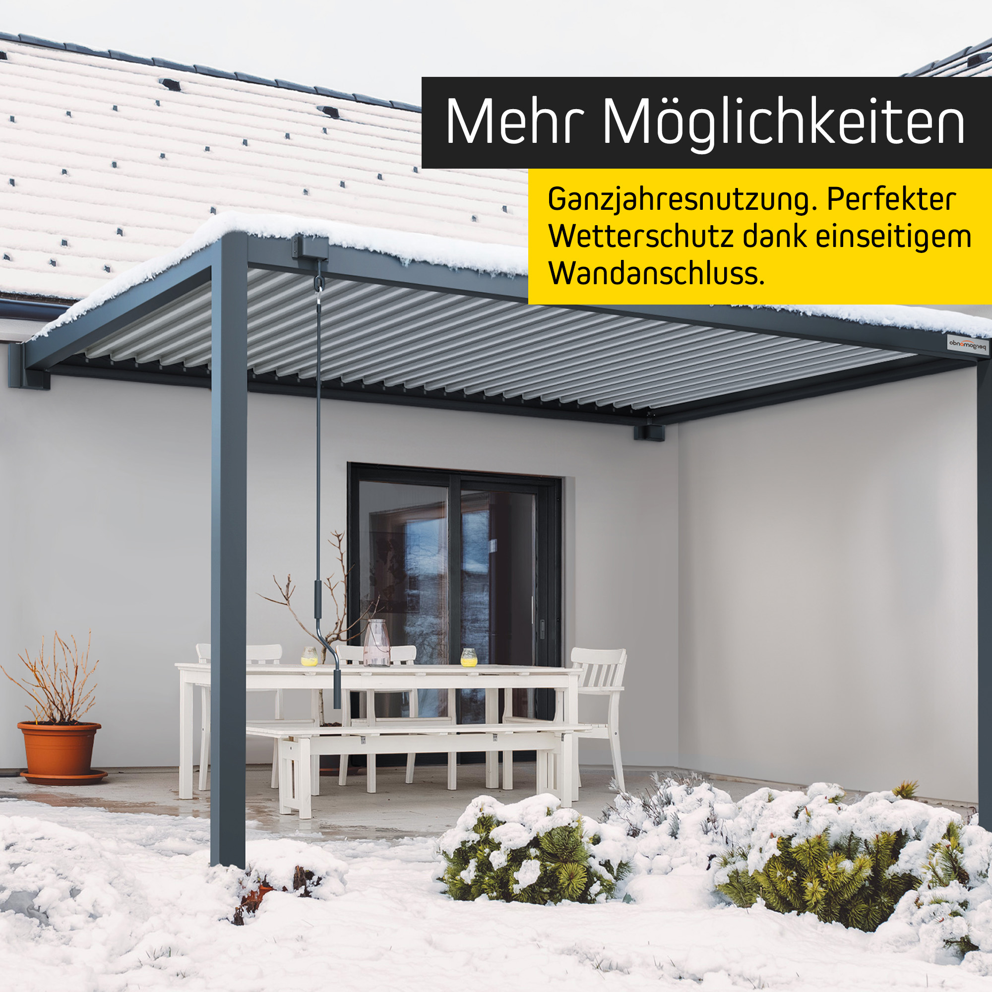 Wandmontageset für Pergola mit Lamellendach | 3 m, anthrazit 