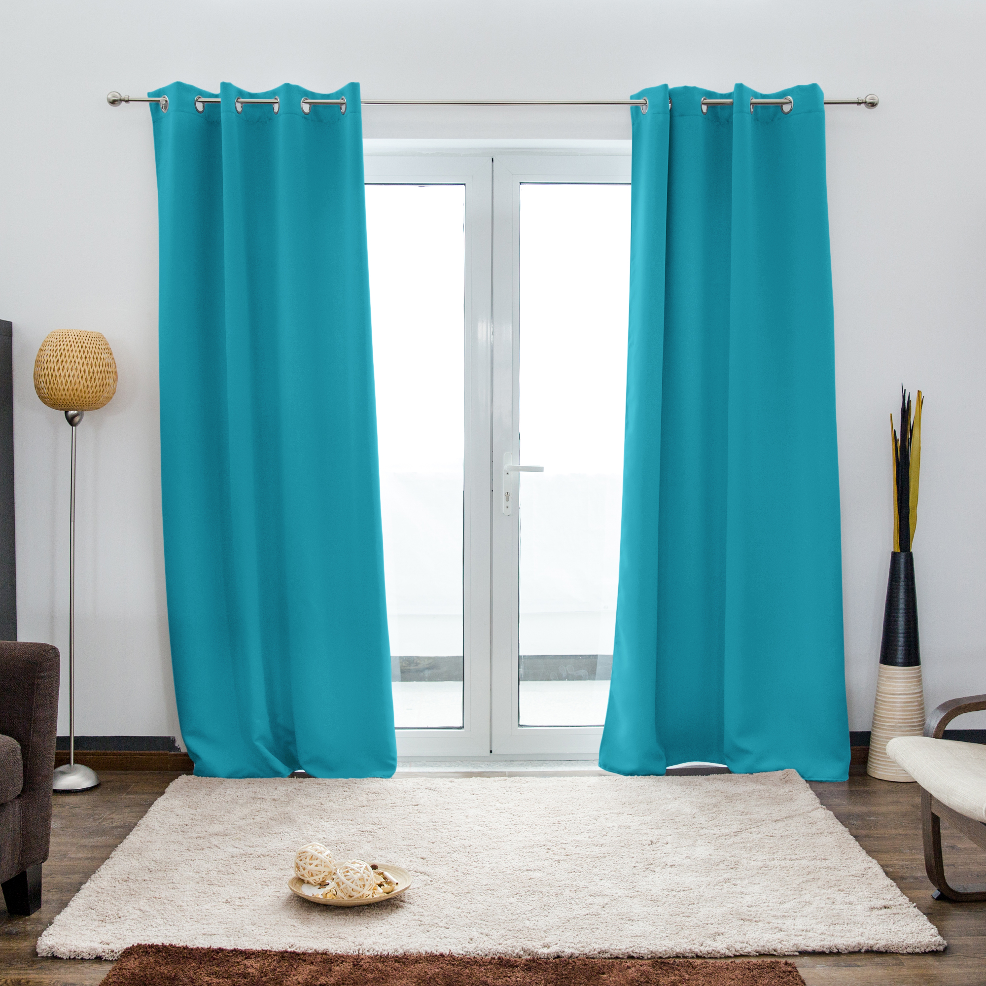 Tenda con occhielli AURORA | opaco, 140 x 245 cm, blu chiaro, 2 pezzi