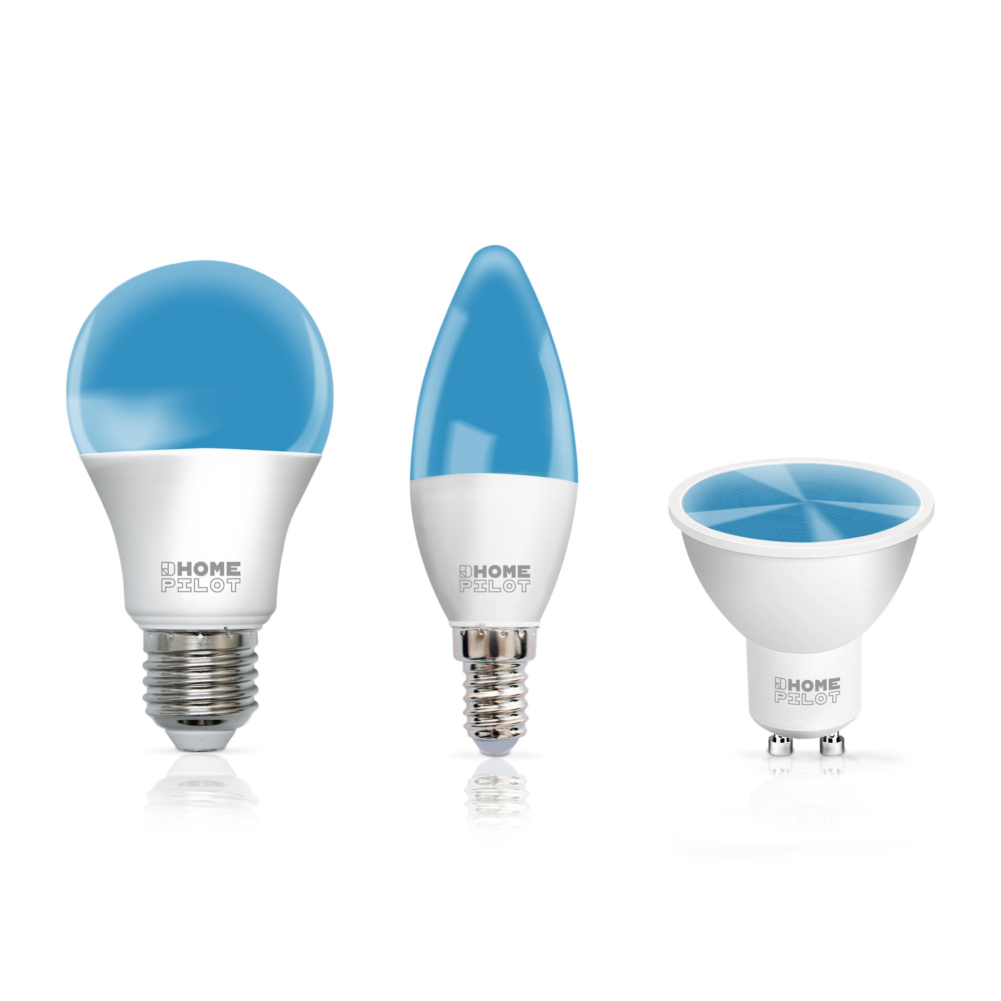 Drei LED-Lampen mit unterschiedlichen Fassungen und Formen für vielseitige Beleuchtungslösungen